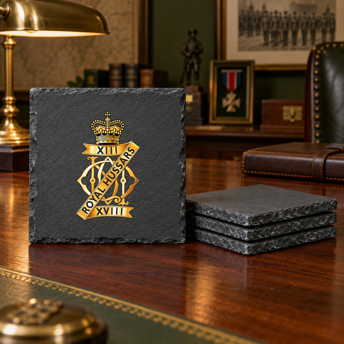 13th:18th (Queen Mary's Own) - Slate Coaster Set | The Crafty Black Dog
