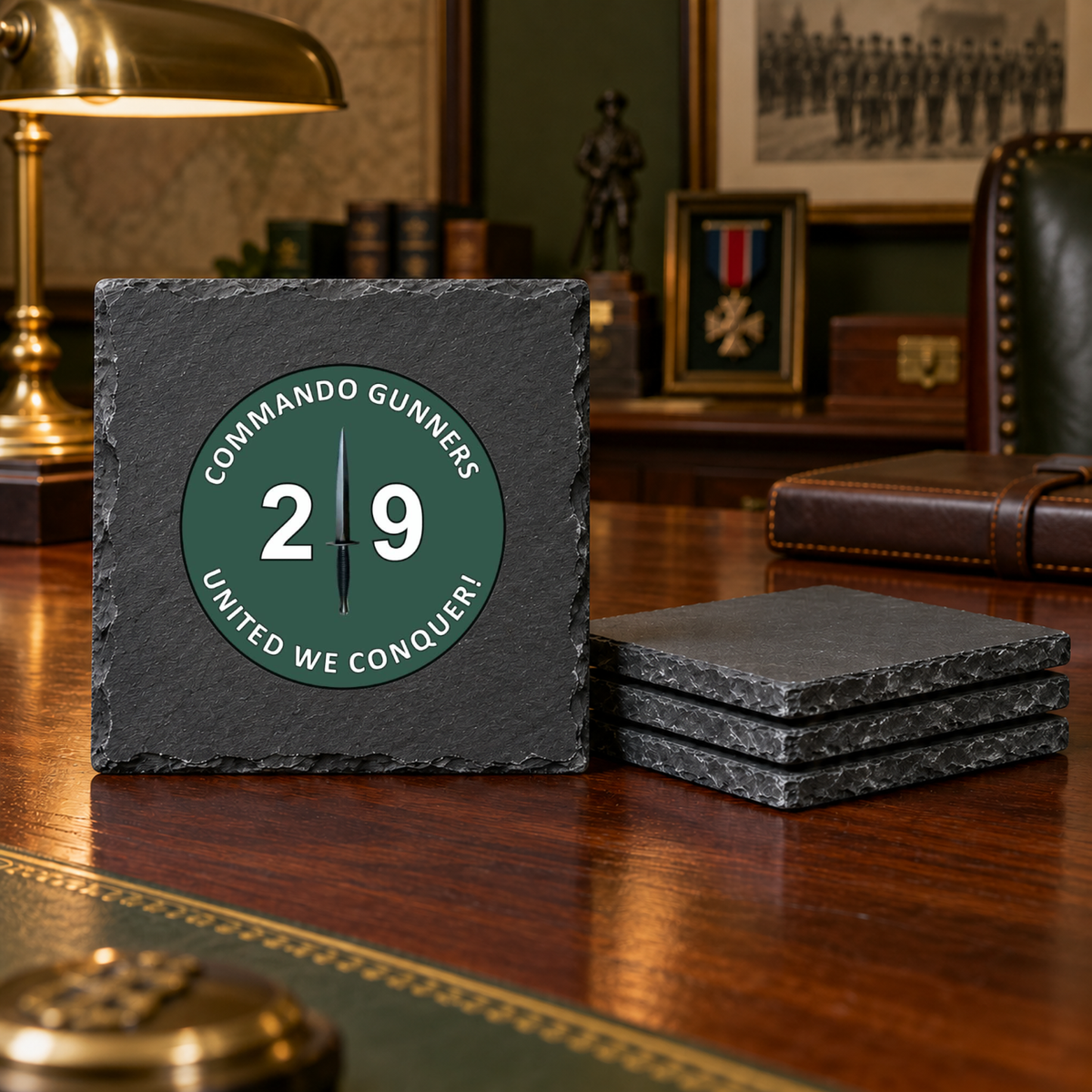 29 Commando Royal Artillery - Slate Coaster Set | The Crafty Black Dog