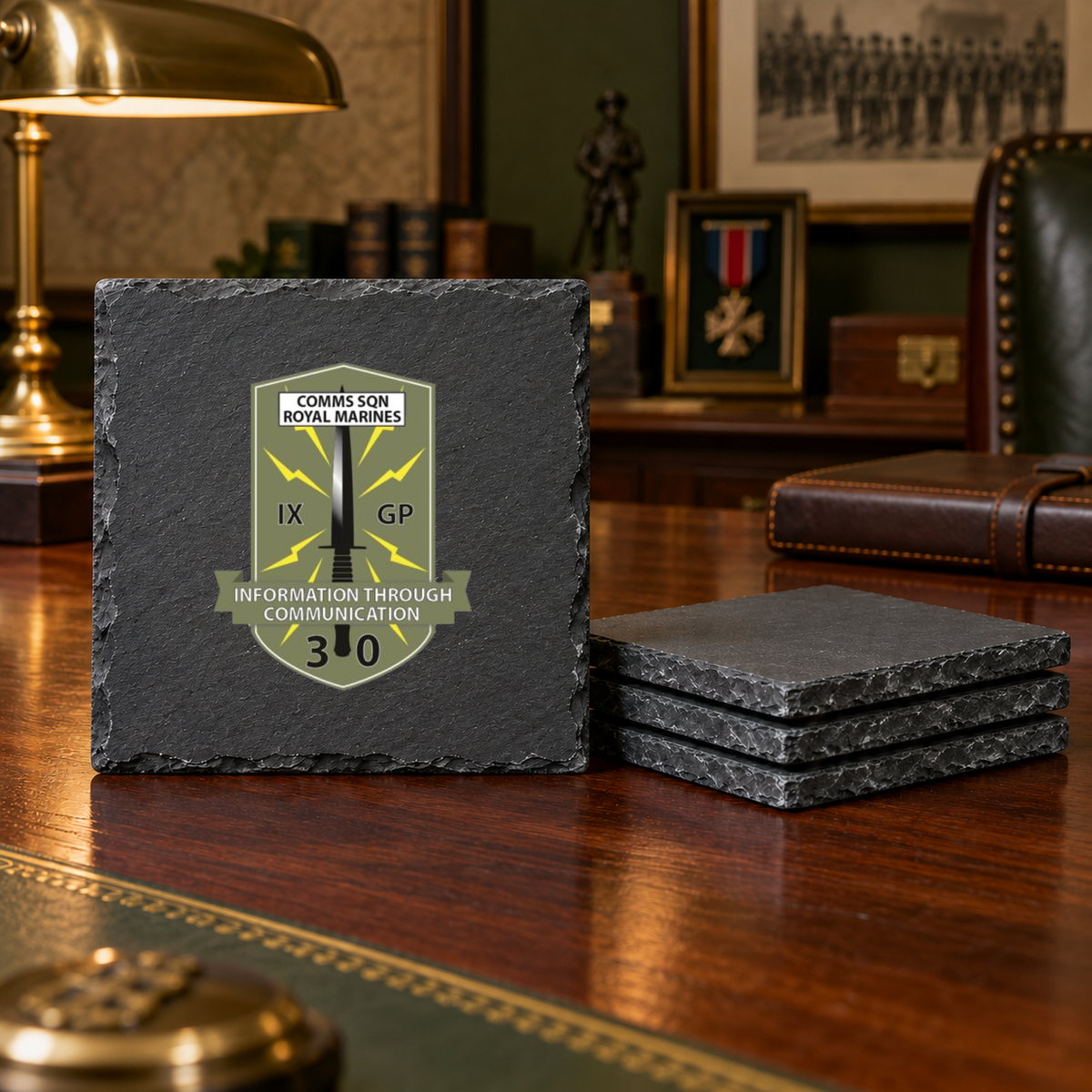 30 Cdo Comms Sqn RM - Slate Coaster Set | The Crafty Black Dog