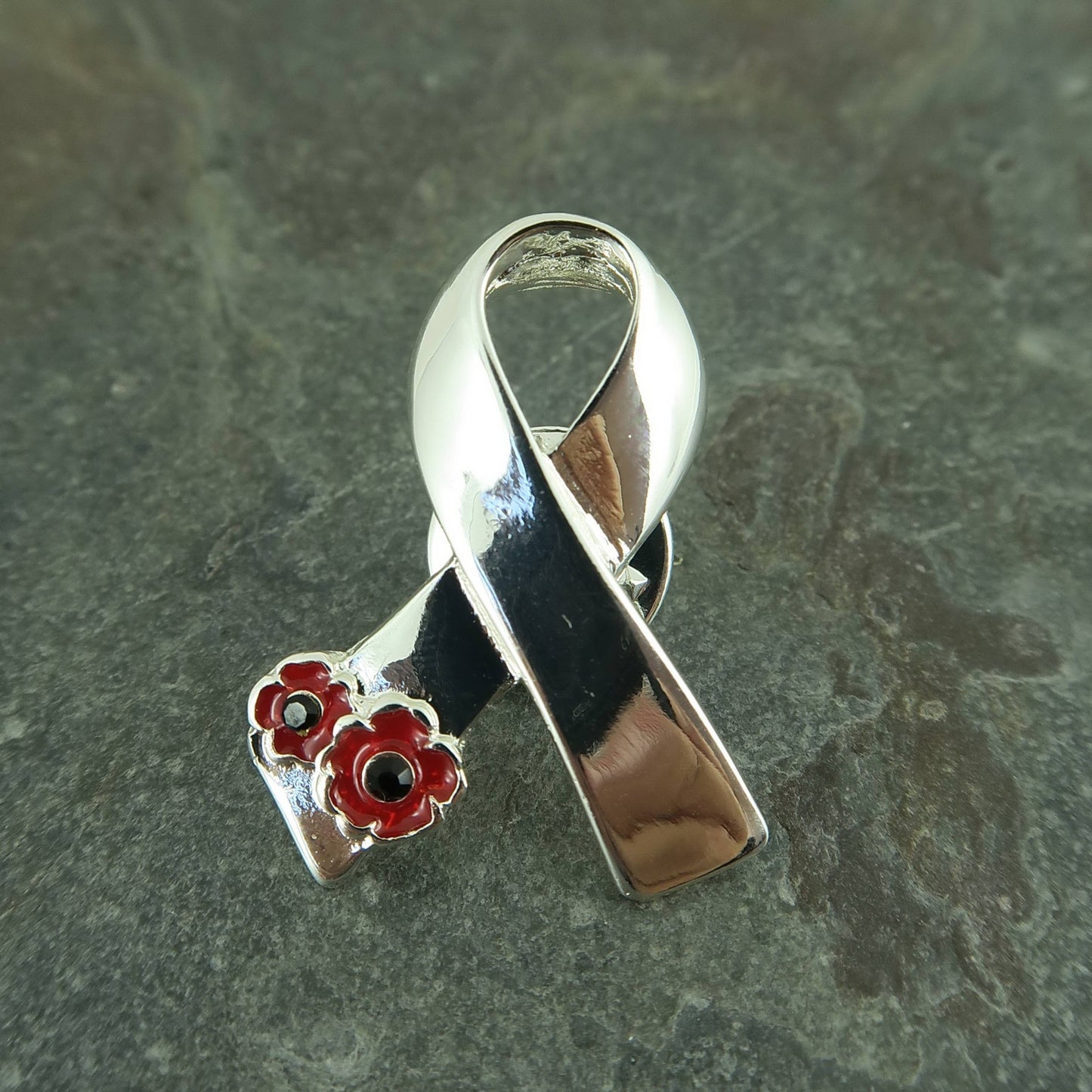 Poppy Red Flowers Ribbon Style Brooch