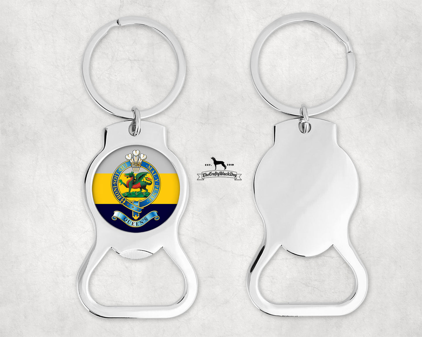 Queen's Regiment - Bottle Opener Key Ring