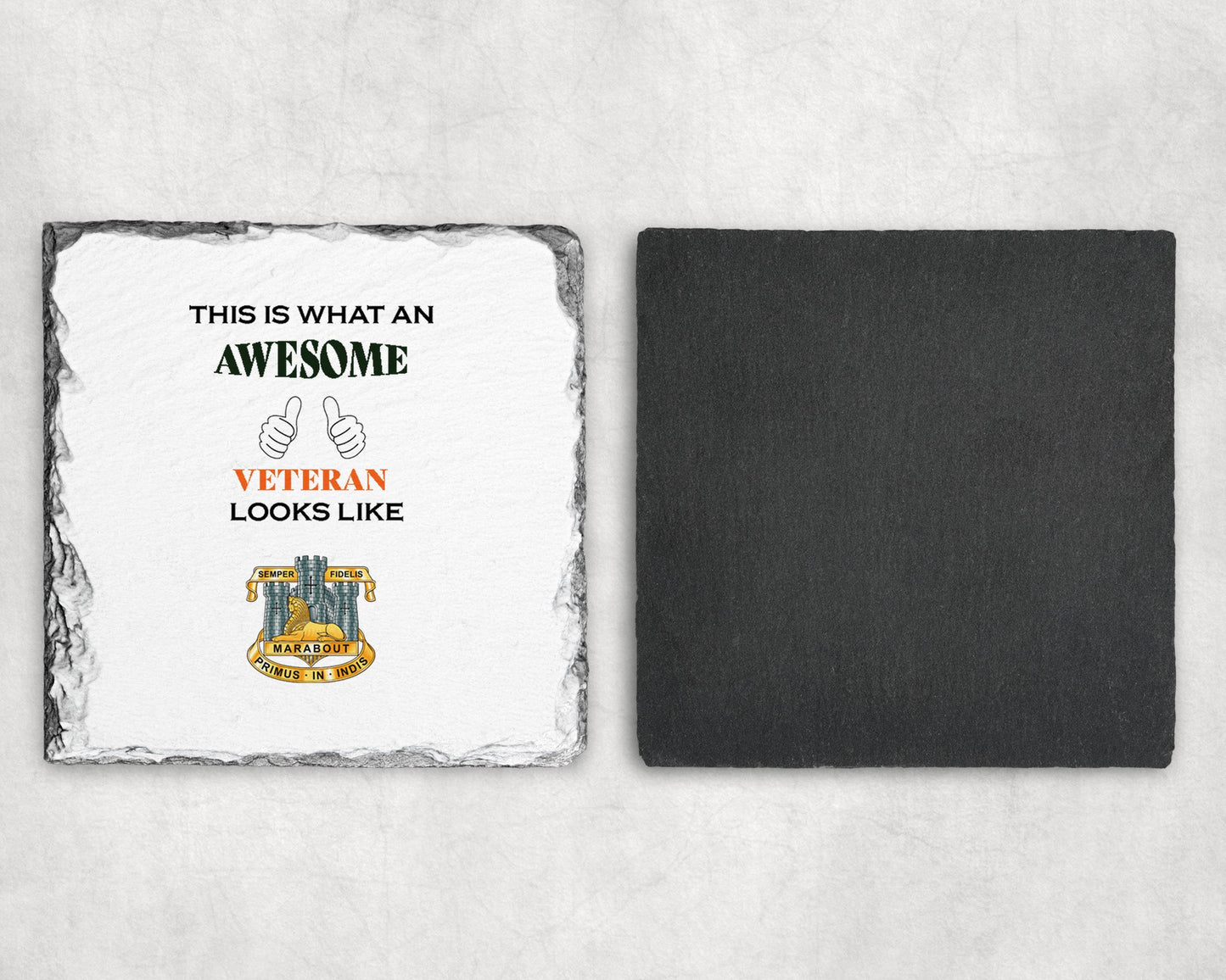 Devonshire & Dorset Regiment - Veteran - Slate Coaster