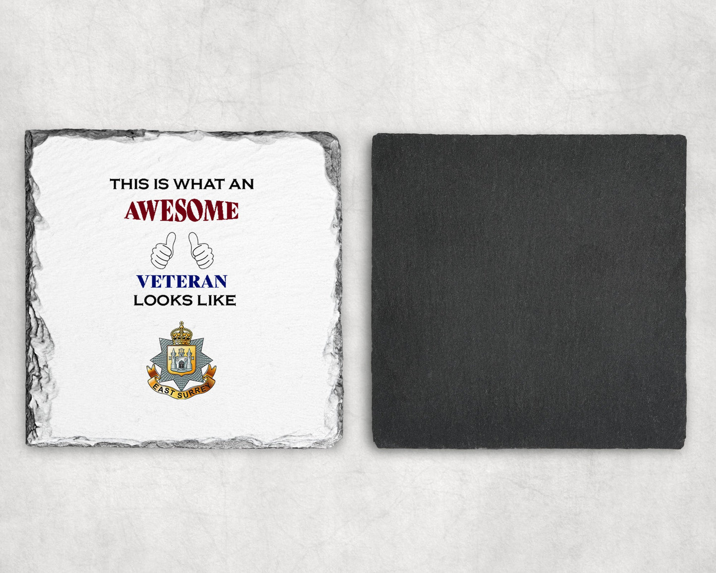 East Surrey Regiment - Veteran - Slate Coaster