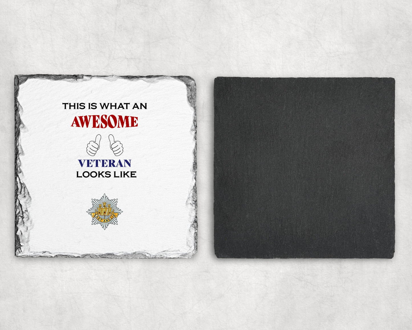 East Anglia Regiment - Veteran - Slate Coaster