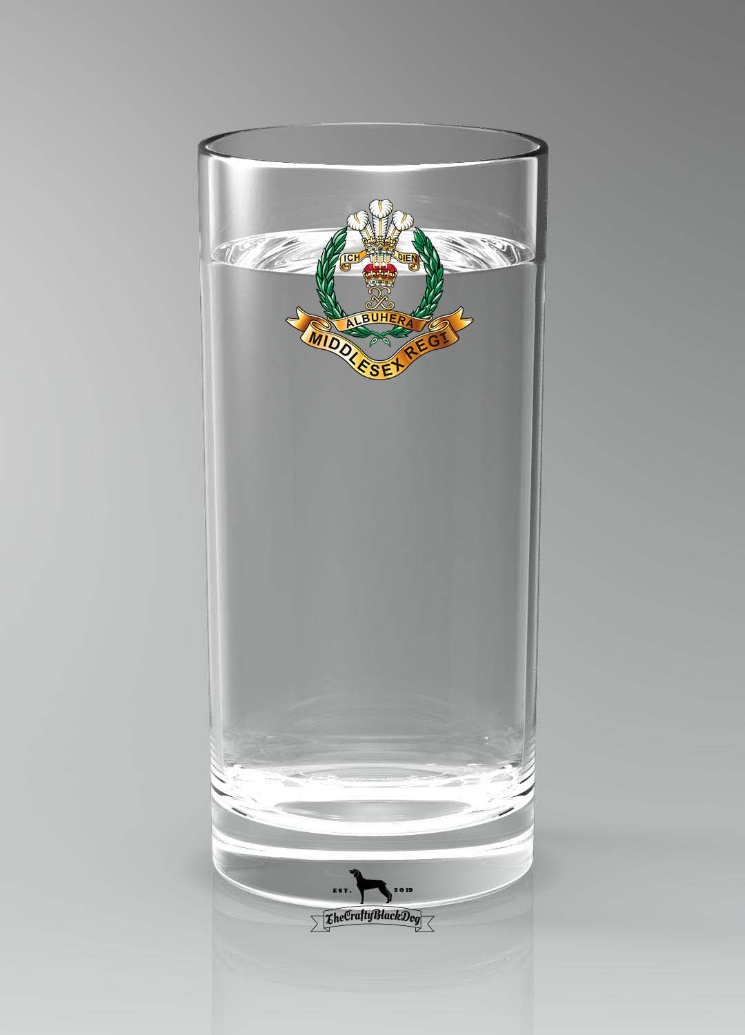 Middlesex Regiment - Straight Gin/Mixer/Water Glass