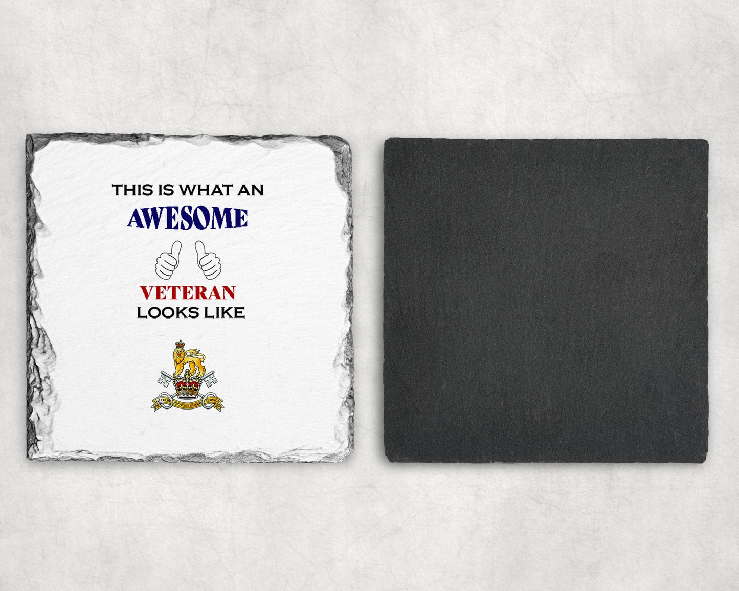 Military Provost Guard Service - Veteran - Slate Coaster
