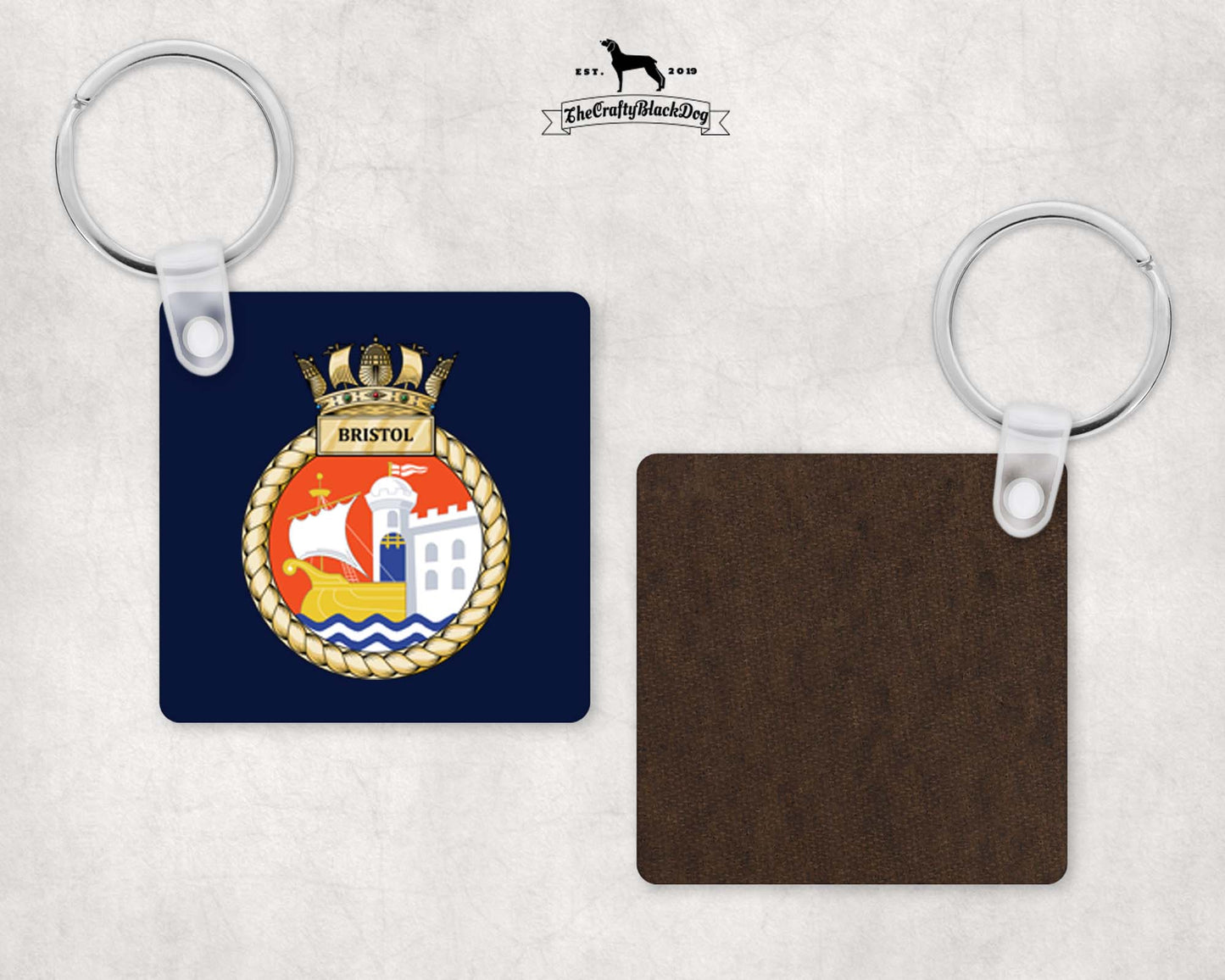 HMS Bristol - Square Key Ring