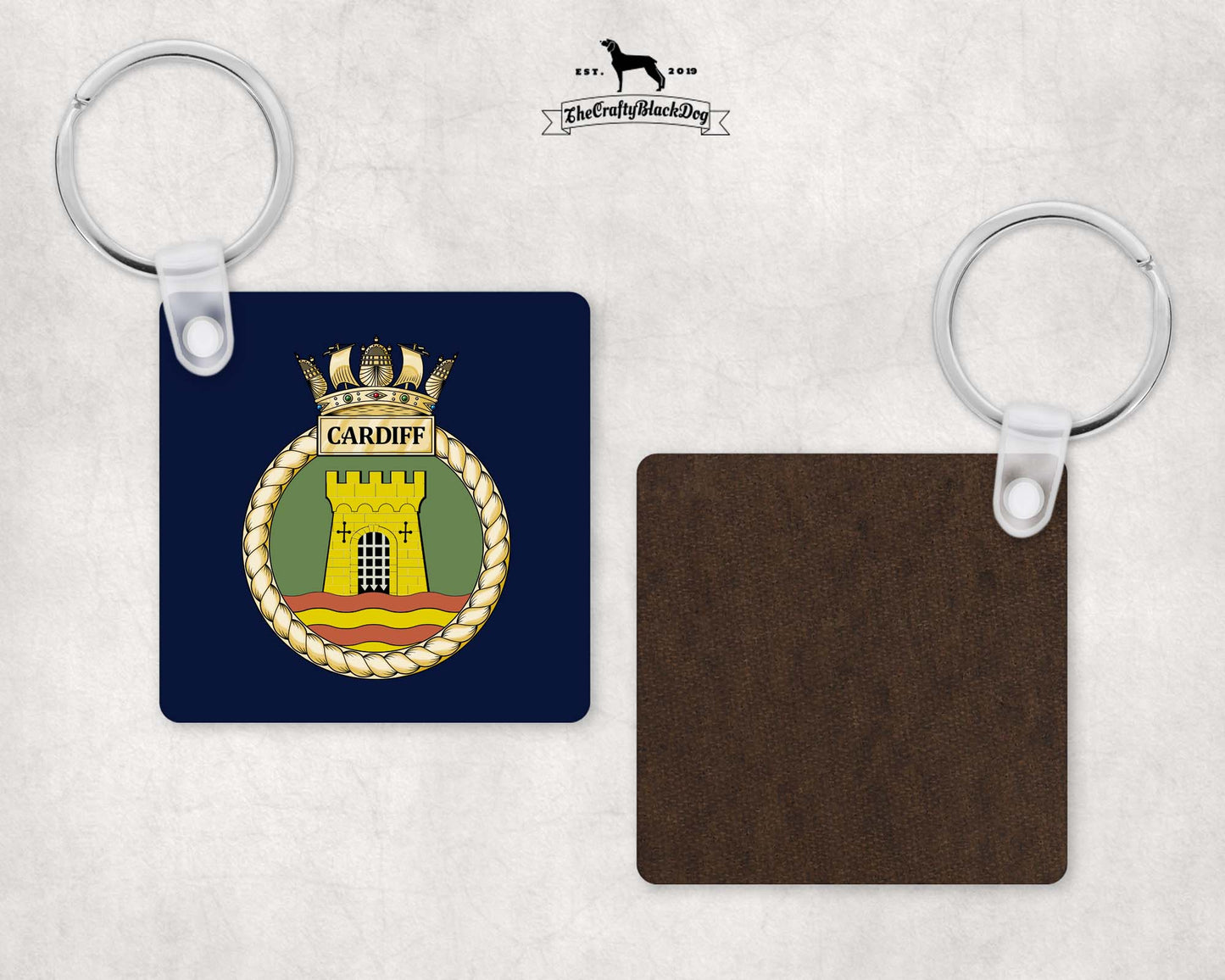 HMS Cardiff - Square Key Ring