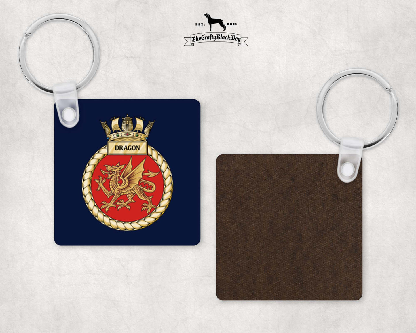 HMS Dragon - Square Key Ring