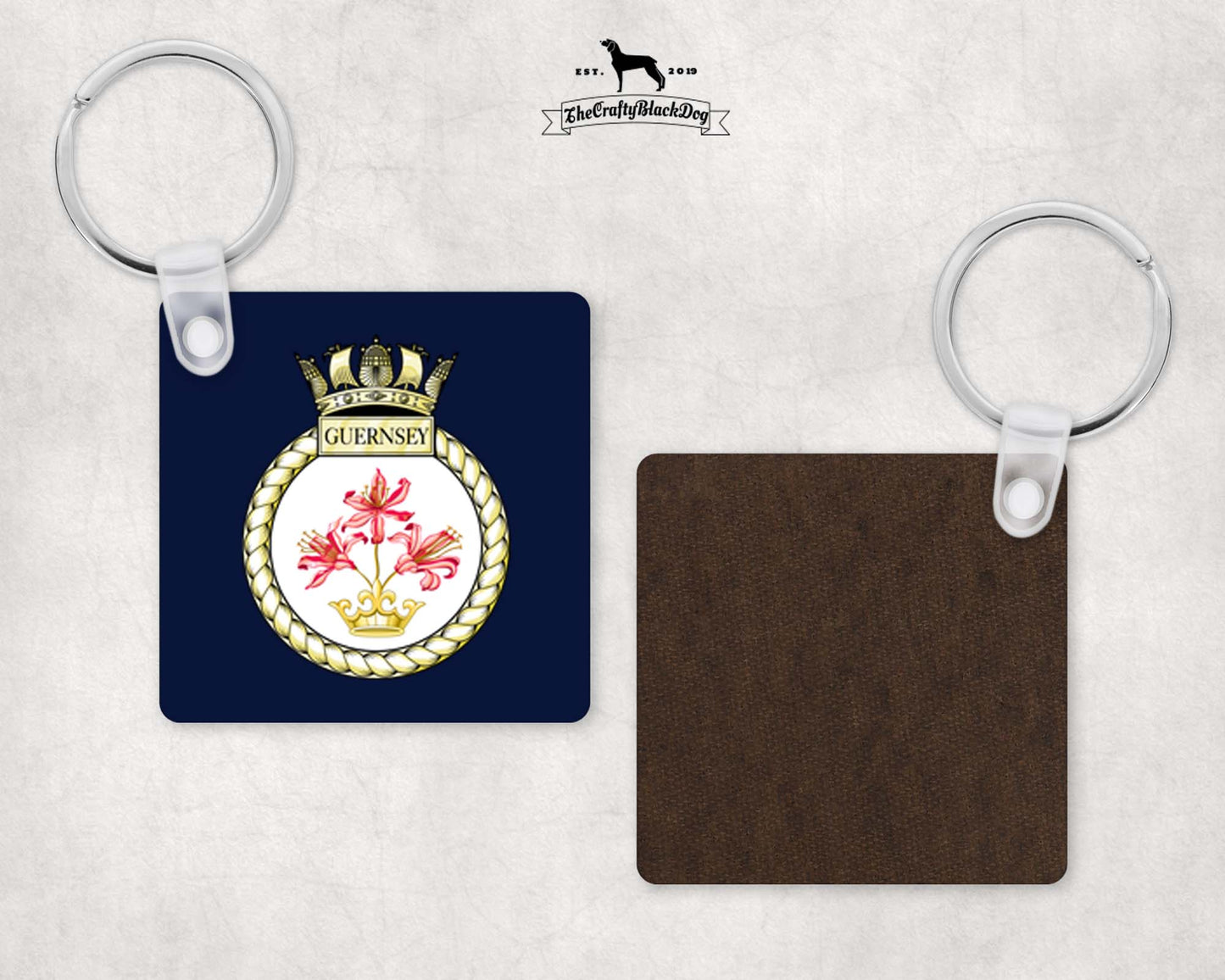 HMS Guernsey - Square Key Ring
