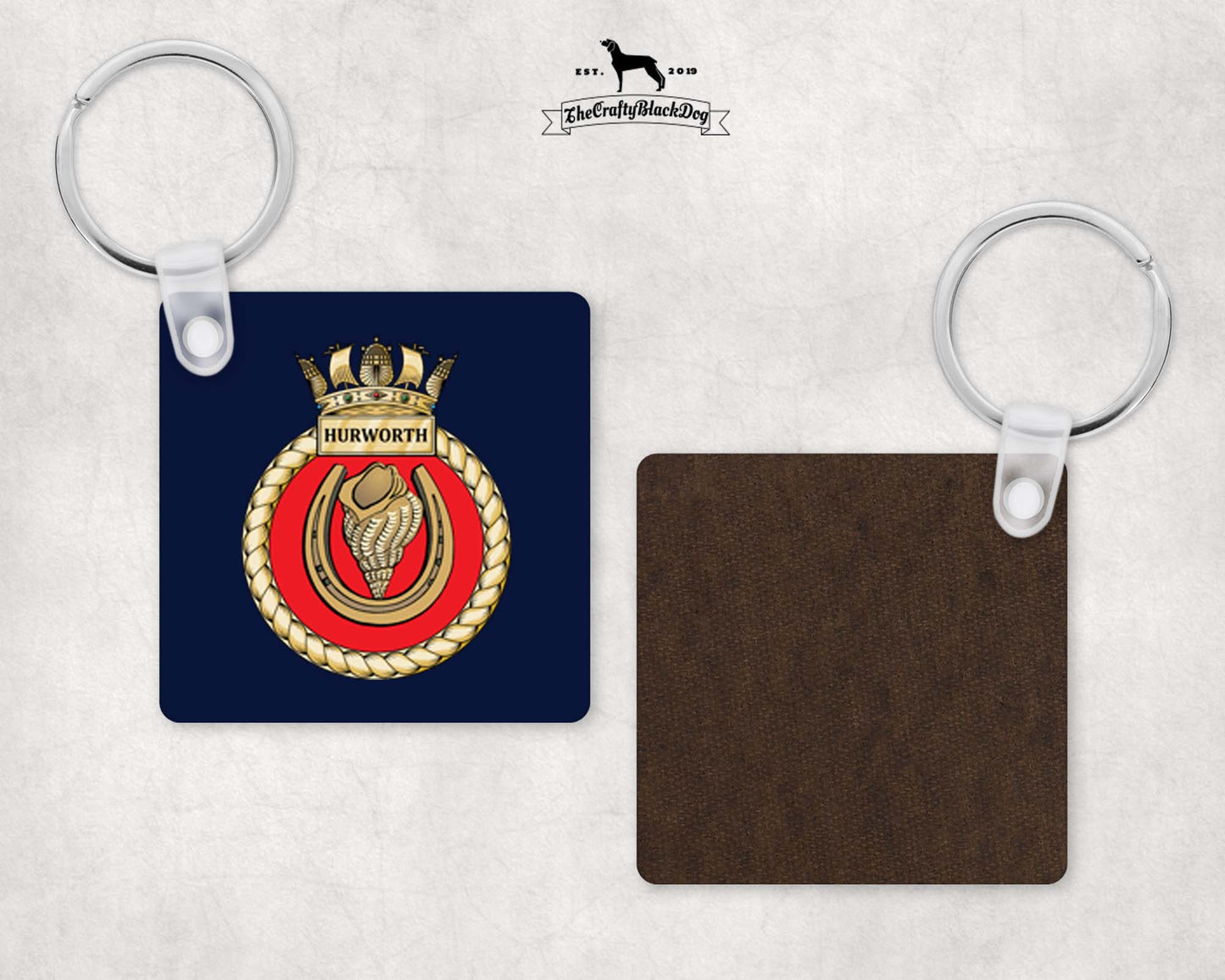HMS Hurworth - Square Key Ring