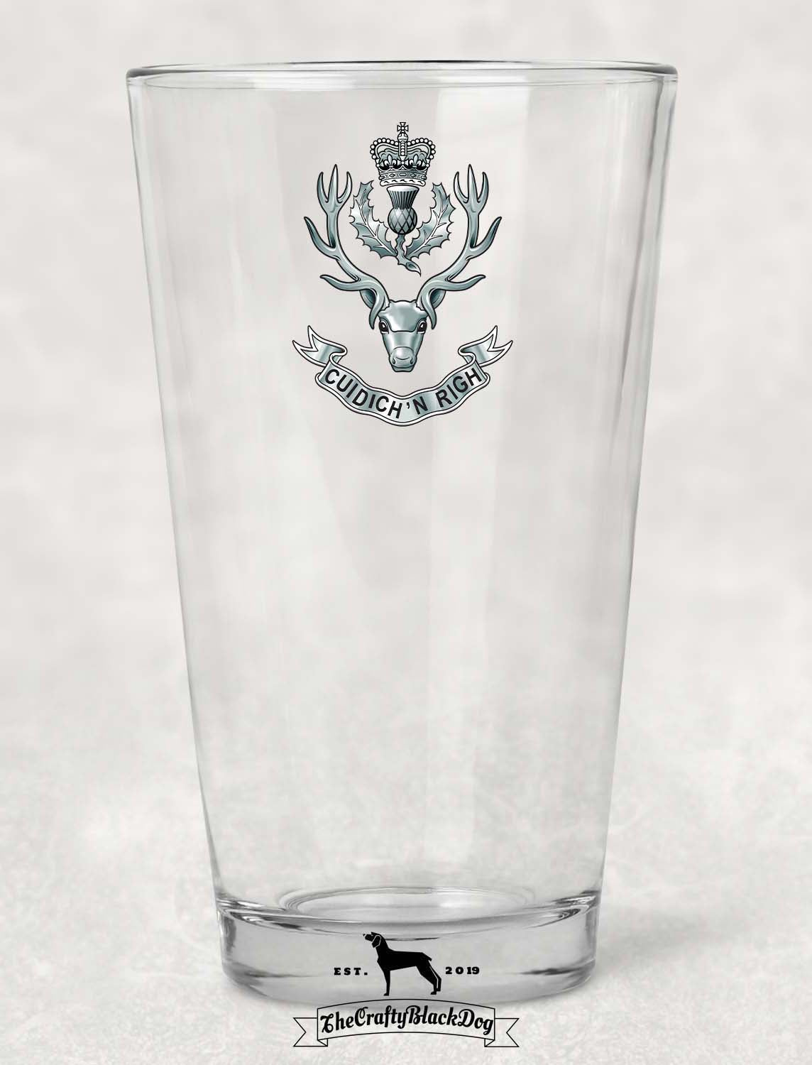 Queen's Own Highlanders - Pint Glass