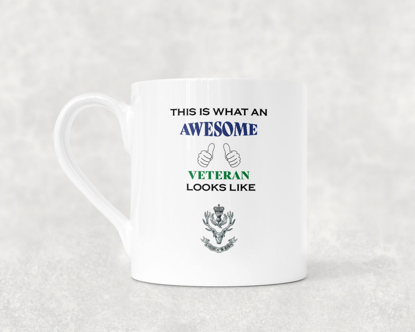 Queen's Own Highlanders (Seaforth and Camerons) - Veteran - Bone China Mug