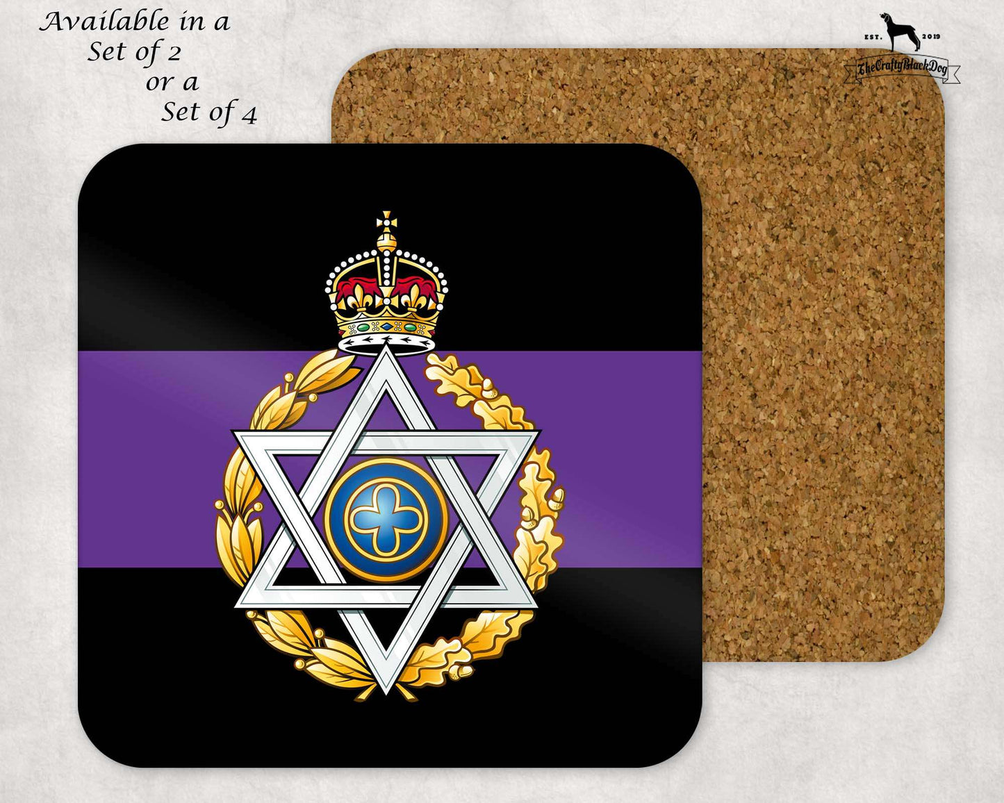 Royal Army Chaplains' Department Jewish - COASTER SET (New King's Crown)