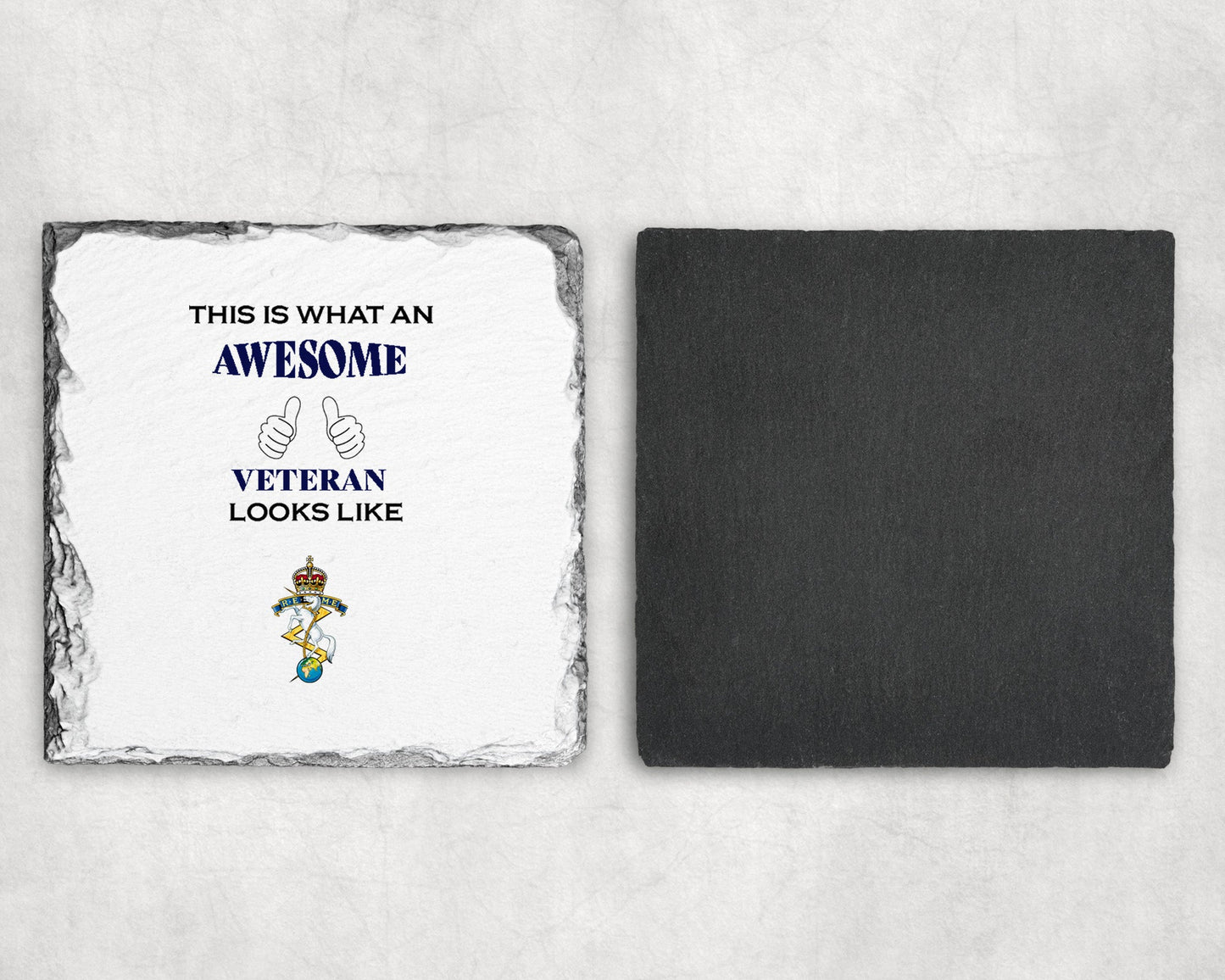 Royal Electrical and Mechanical Engineers KC - Veteran - Slate Coaster