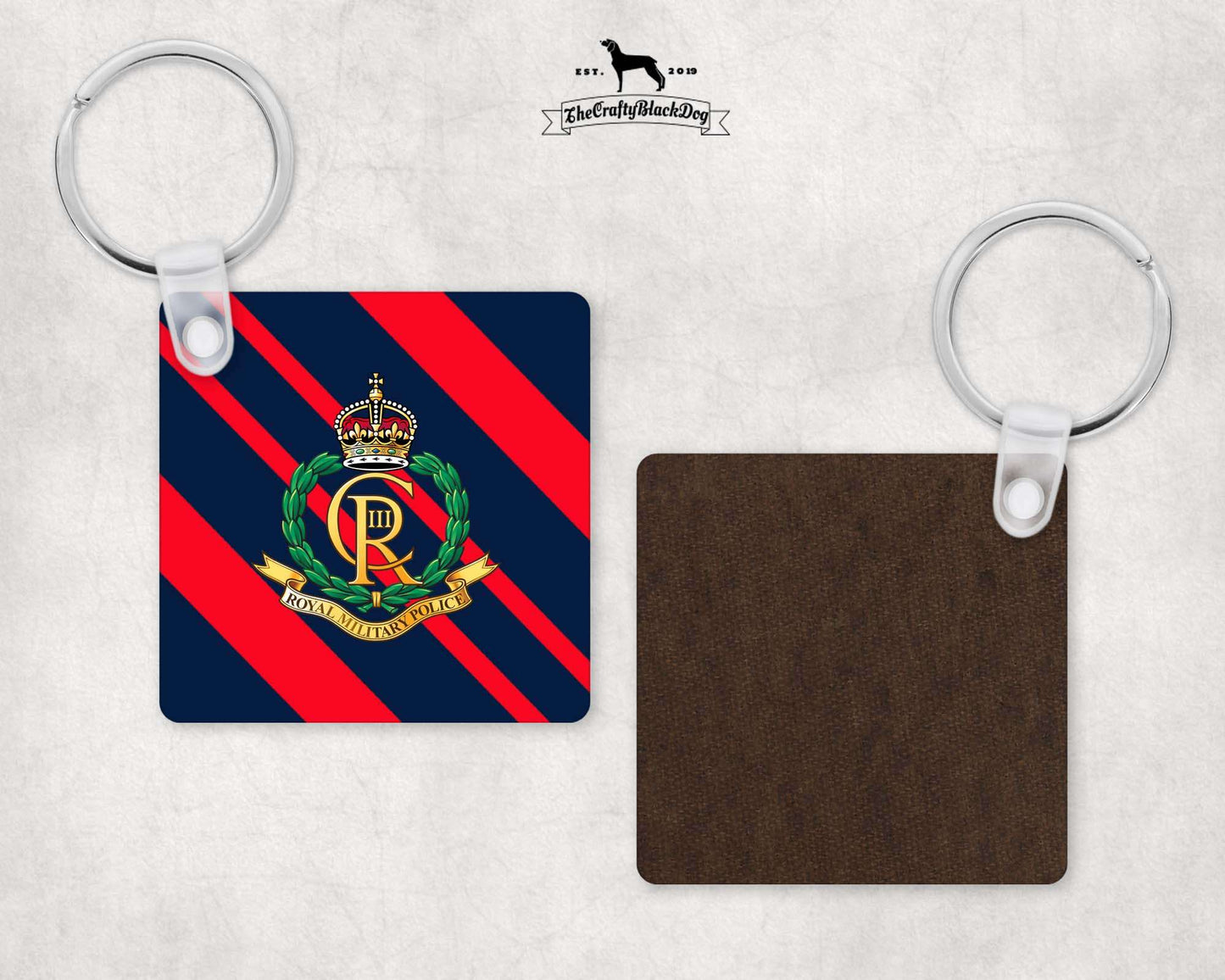 Royal Military Police - Square Key Ring (King's New Crown)