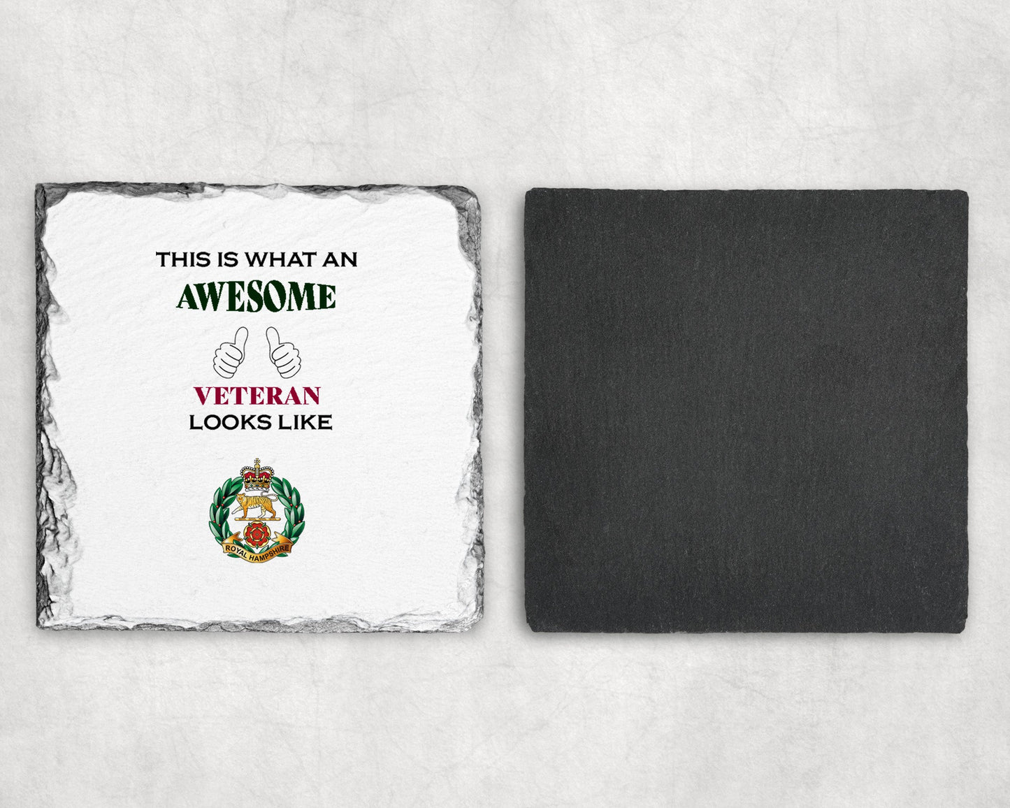 Royal Hampshire Regt - Veteran - Slate Coaster