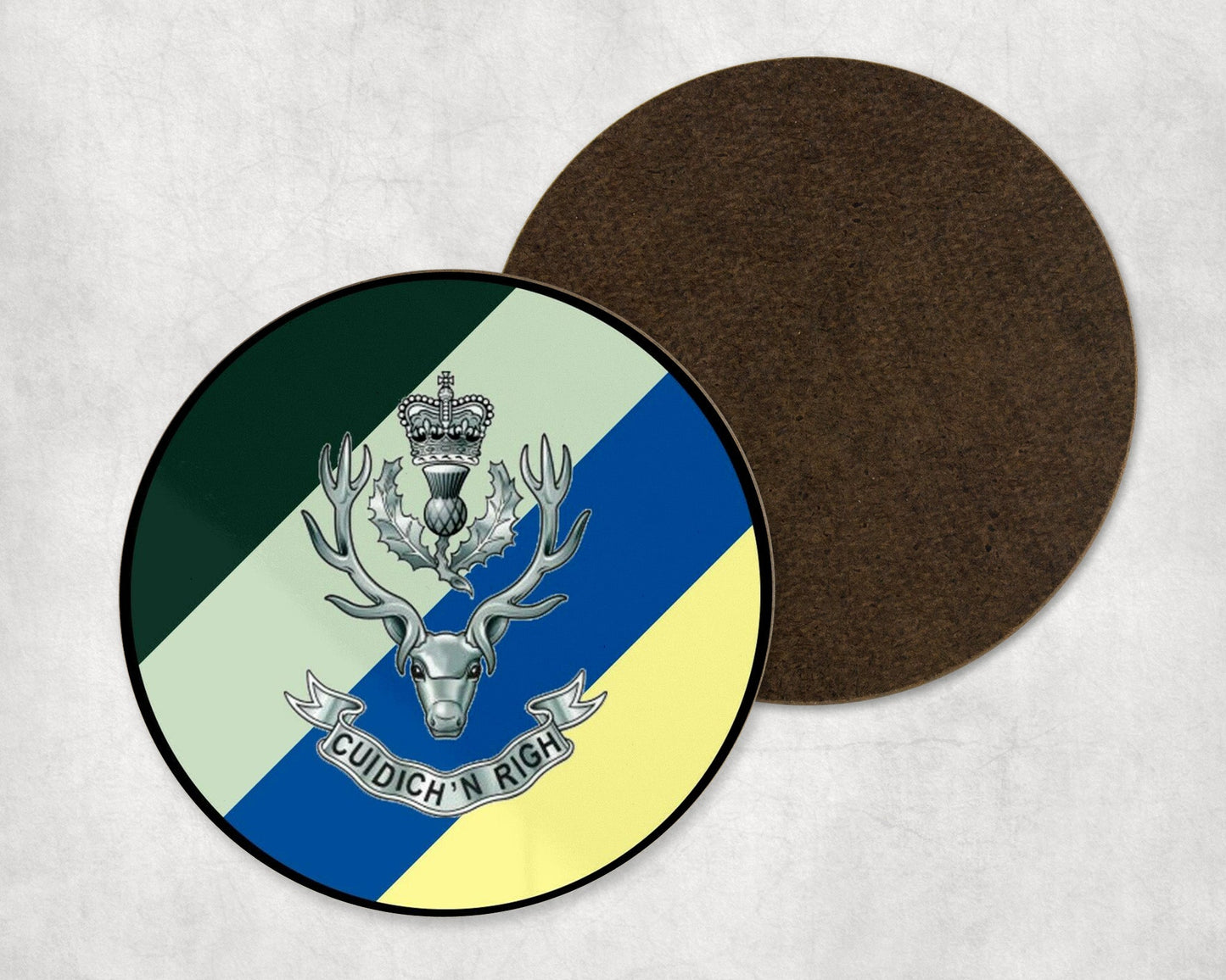 Queen's Own Highlanders (Seaforth and Camerons) - Round Coaster Set