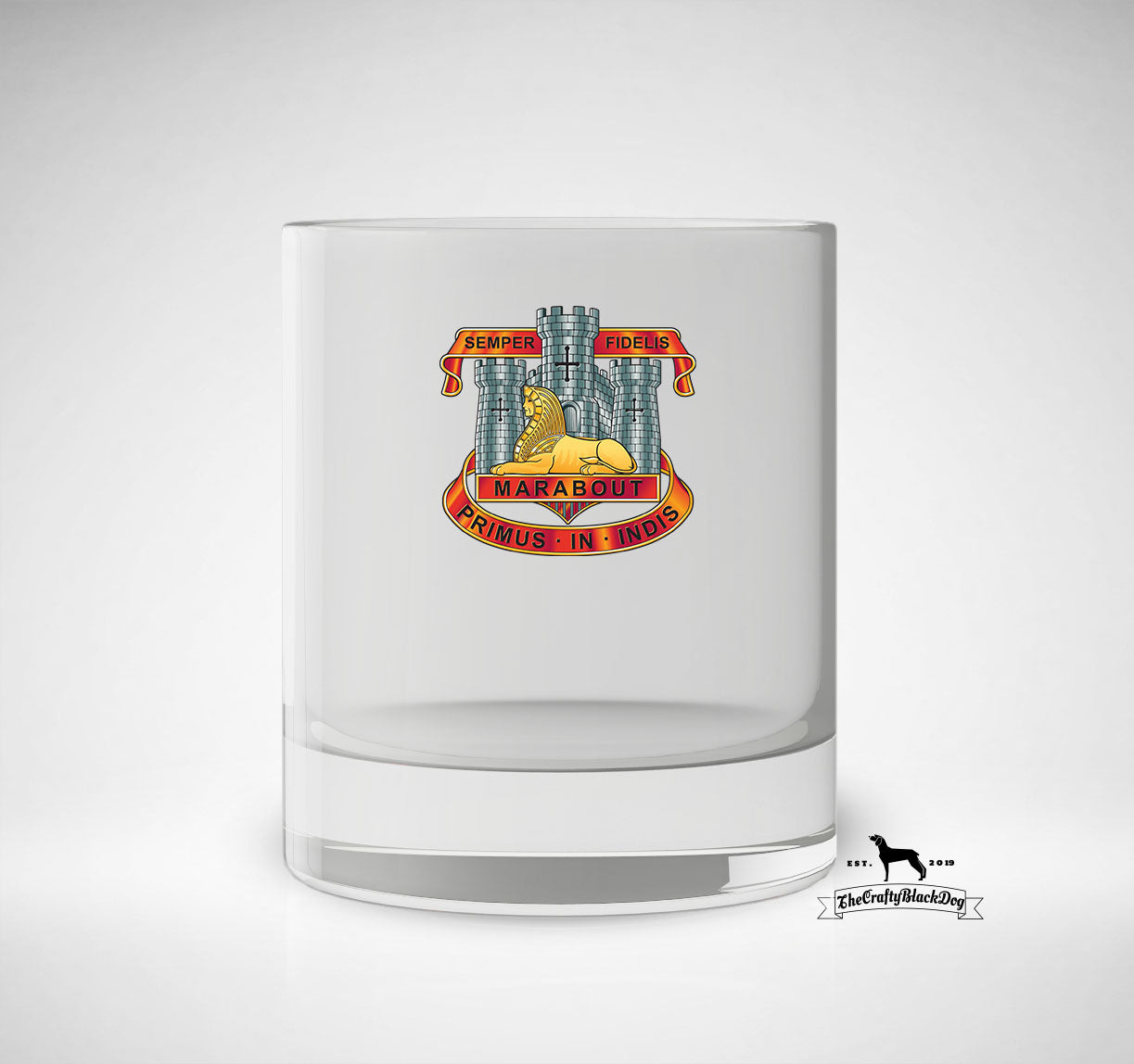 Devonshire & Dorset Regiment Crest - Whiskey/Spirit Glass