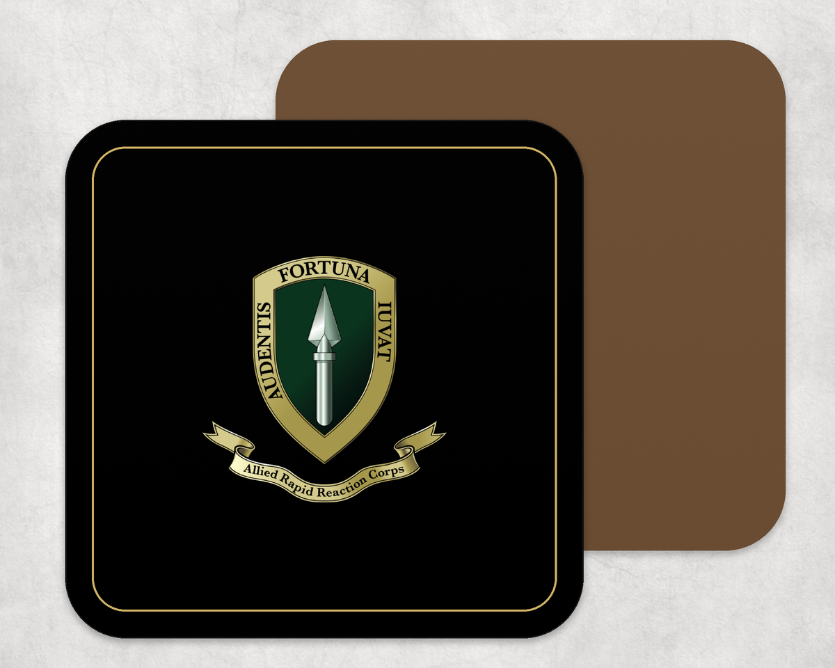 Allied Rapid Reaction Corps (ARRC) - Placemat — Black_Gold_Hardback_Coaster copy