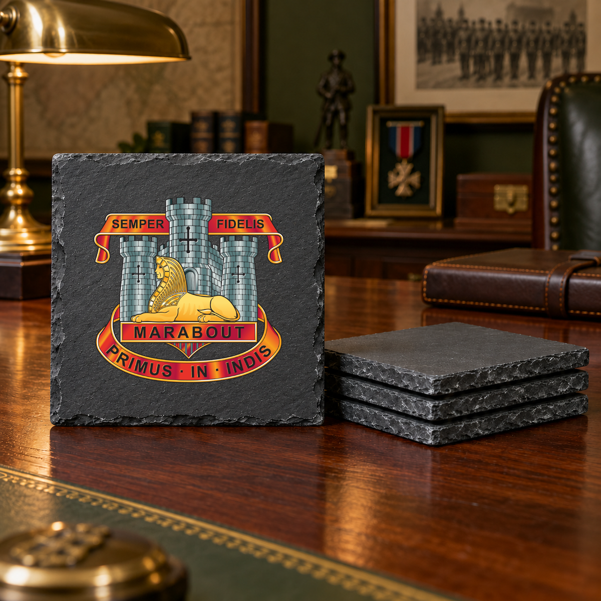 Devon & Dorset Crest - Slate Coaster Set | The Crafty Black Dog