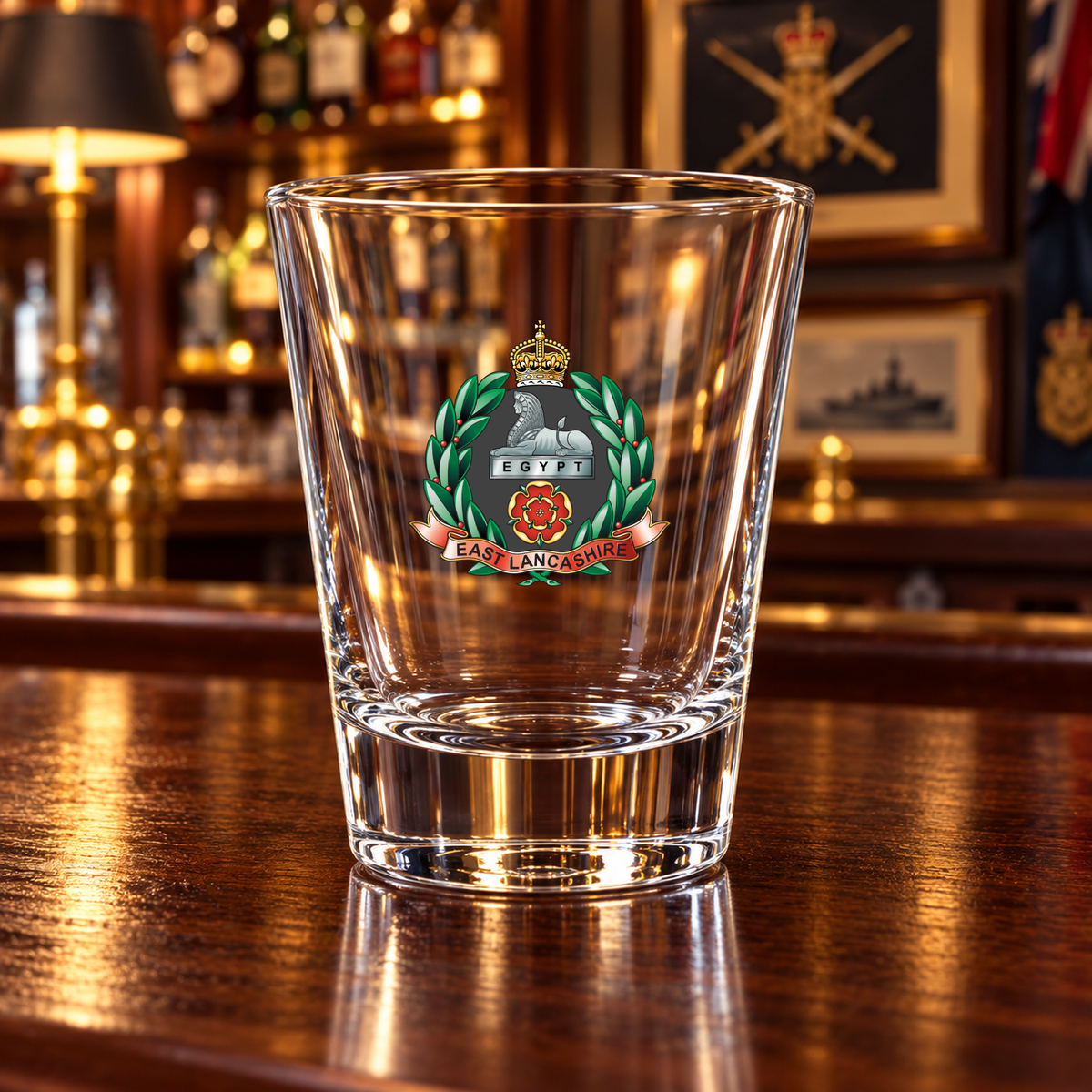 East Lancashire Regiment - Shot Glasses | The Crafty Black Dog — Frosted_Shot_Glass_Military_Bar_Smart_Object copy