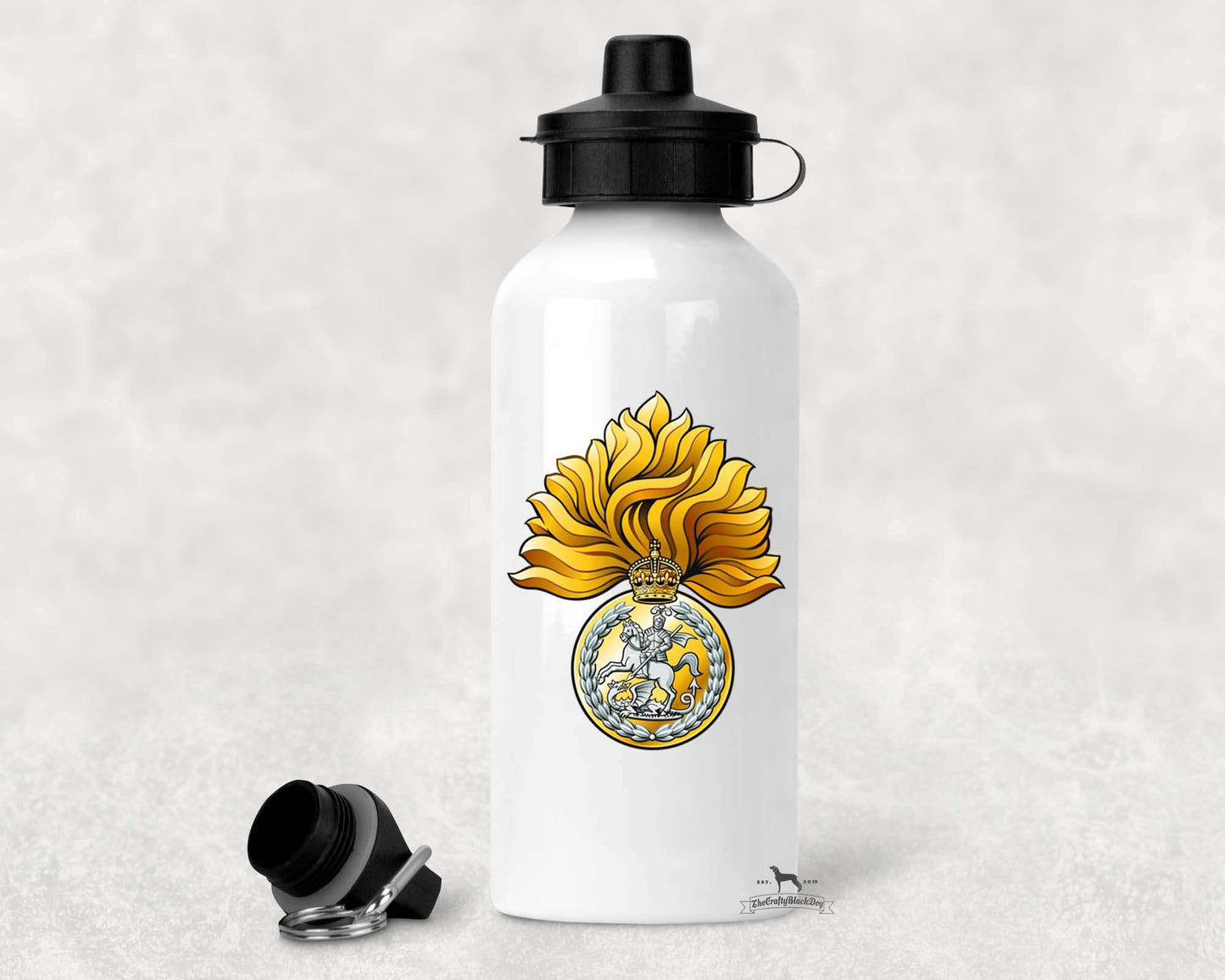 Royal Regiment Fusiliers Crest - ALUMINIUM WATER BOTTLE (New King's Crown)