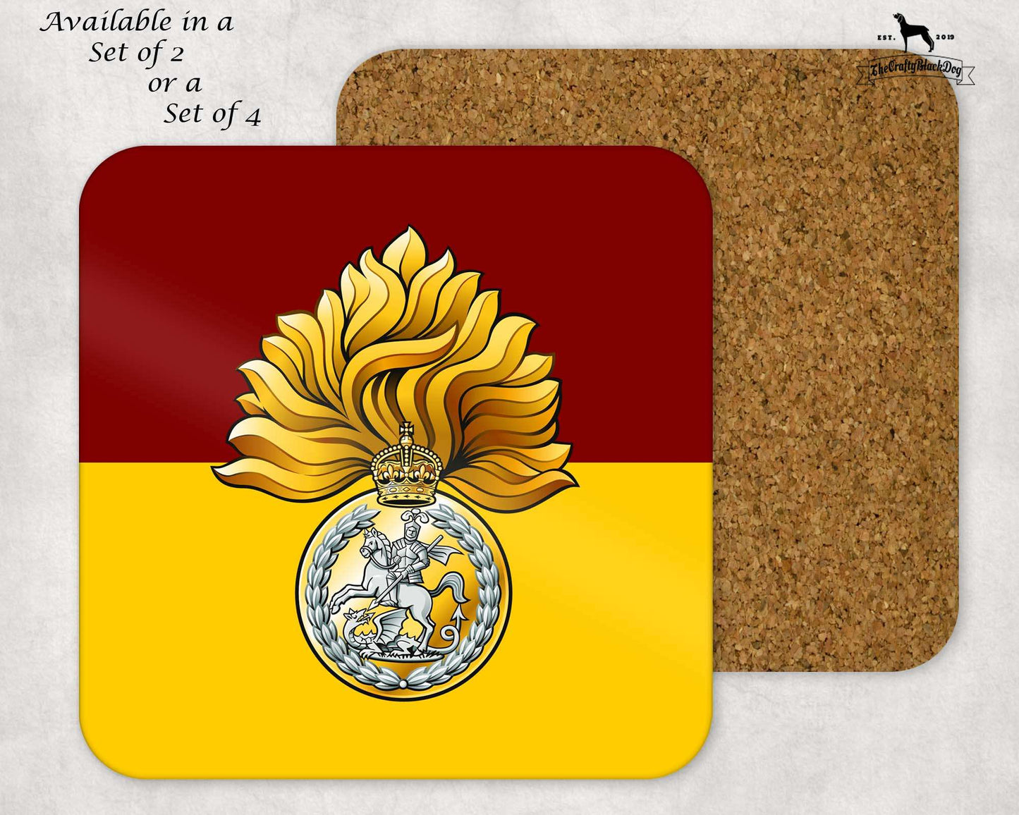 Royal Regiment of Fusiliers crest - COASTER SET (New King's Crown)