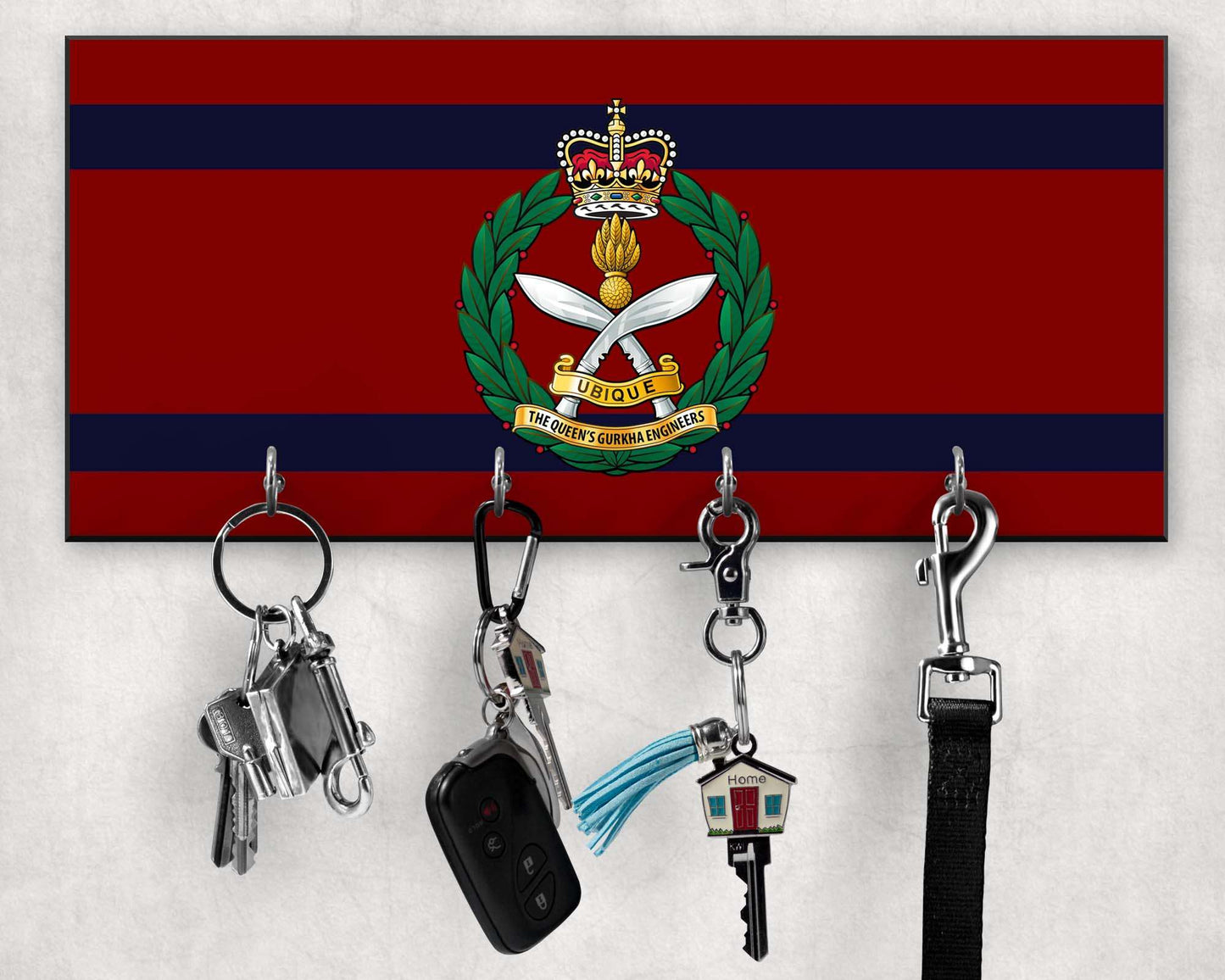 Queen's Gurkha Engineers - Wooden Key/Beret Hook (New King's Crown)