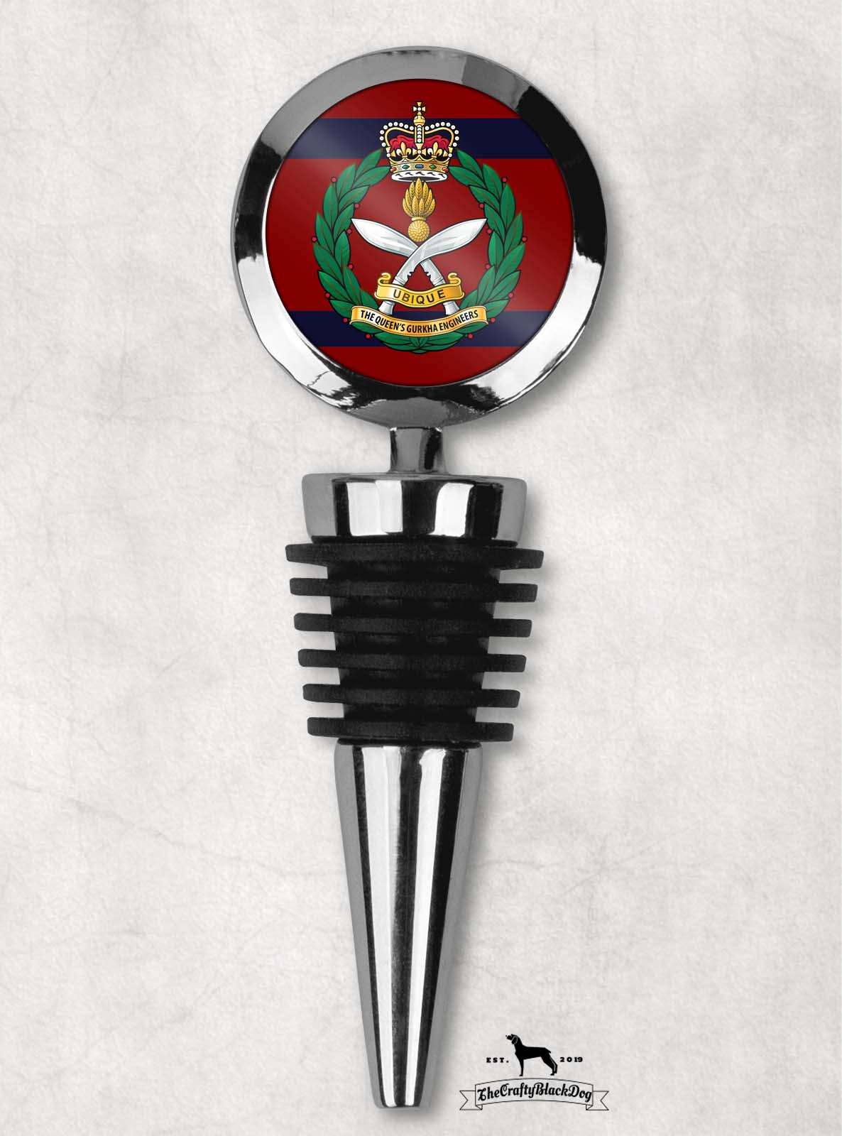 Queen's Gurkha Engineers - Wine Bottle Stopper (New King's Crown)