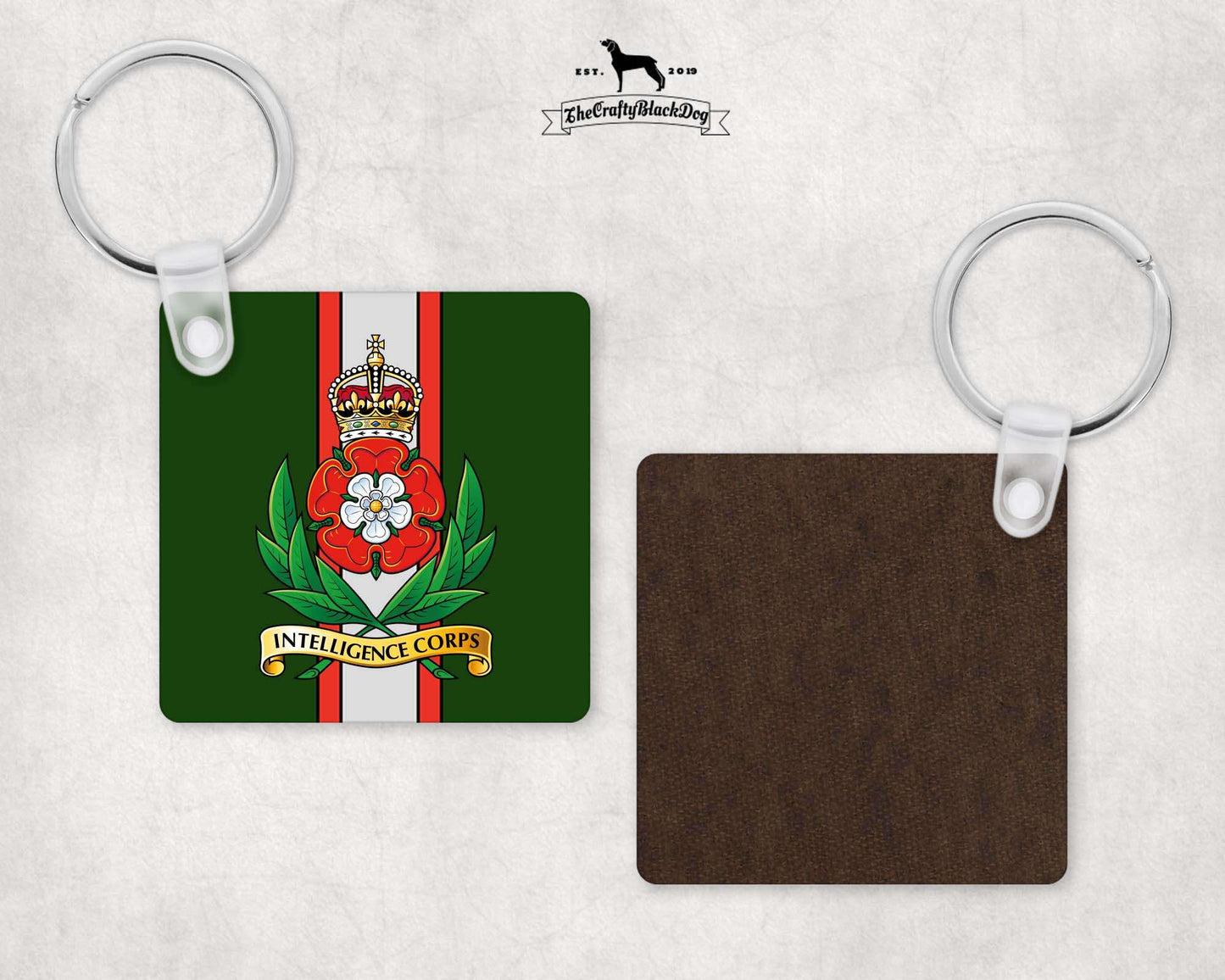 Intelligence Corps - Square Key Ring (King's New Crown)