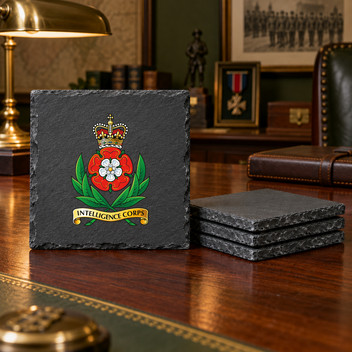 Intelligence Corps - Slate Coaster Set | The Crafty Black Dog