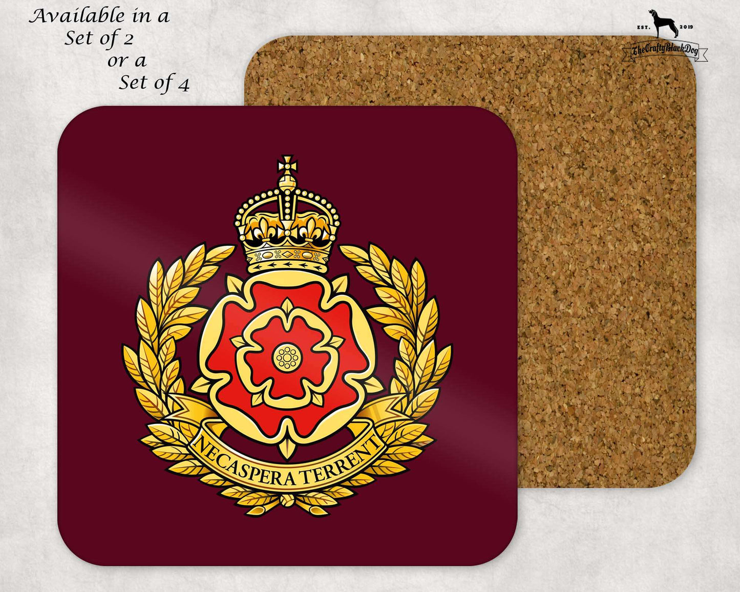 Duke of Lancaster Regiment - COASTER SET (New King's Crown)