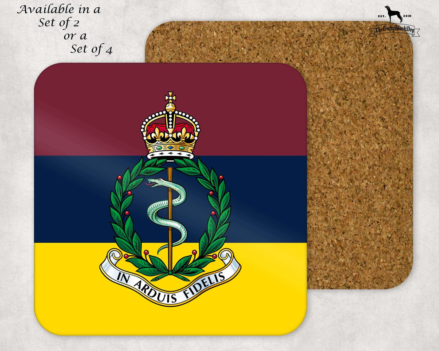 Royal Army Medical Corps - COASTER SET (New King's Crown)