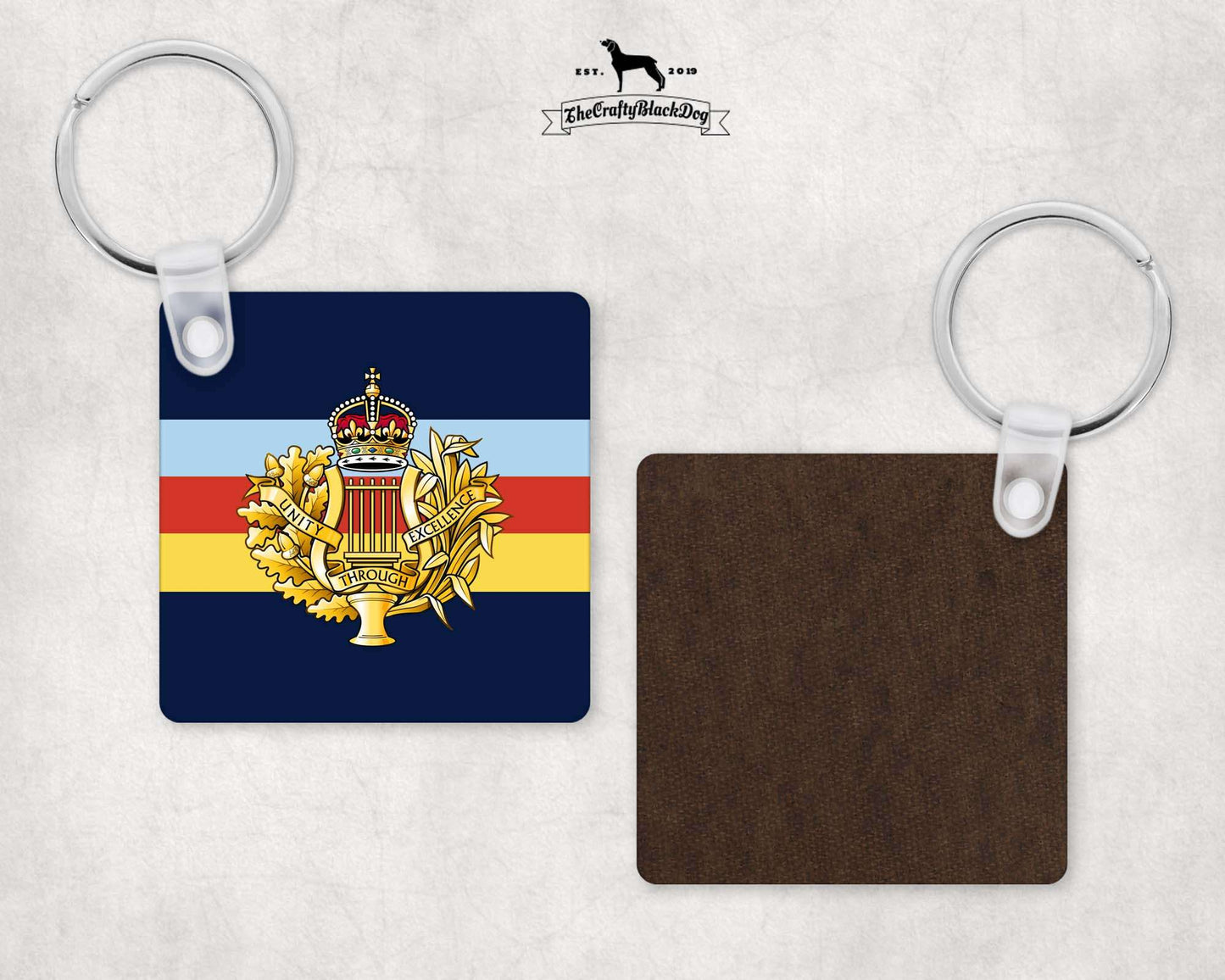 Royal Corps of Army Music - Square Key Ring (King's New Crown)