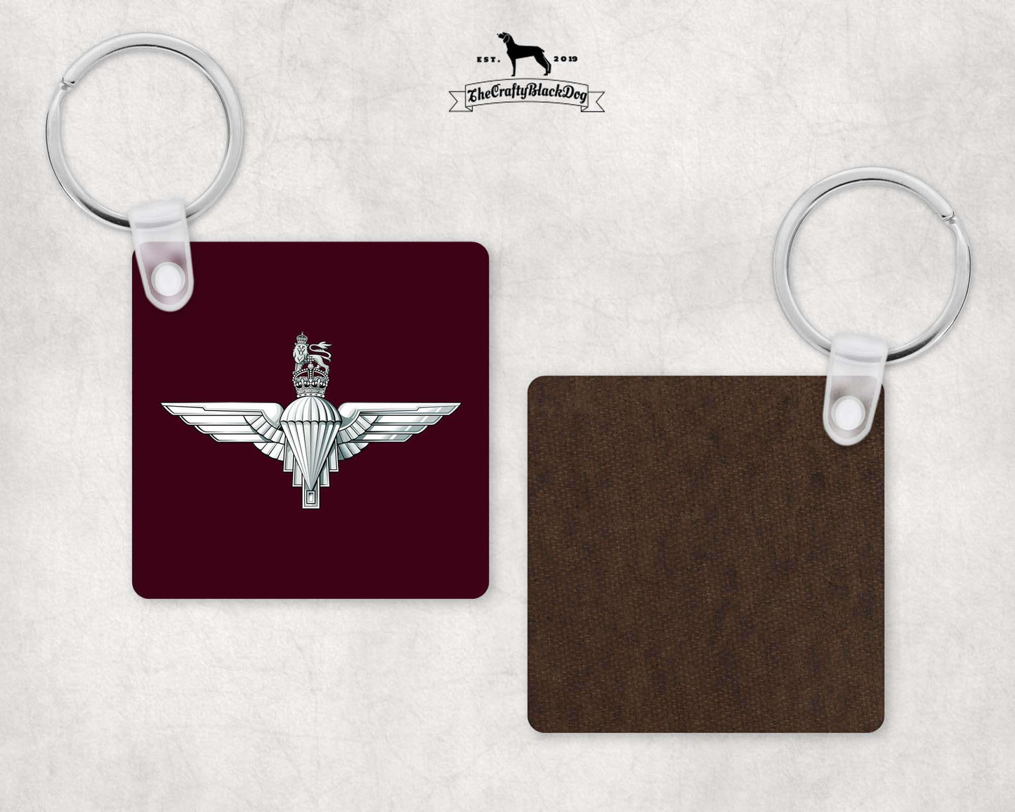 Parachute Regiment - Square Key Ring (King's New Crown)