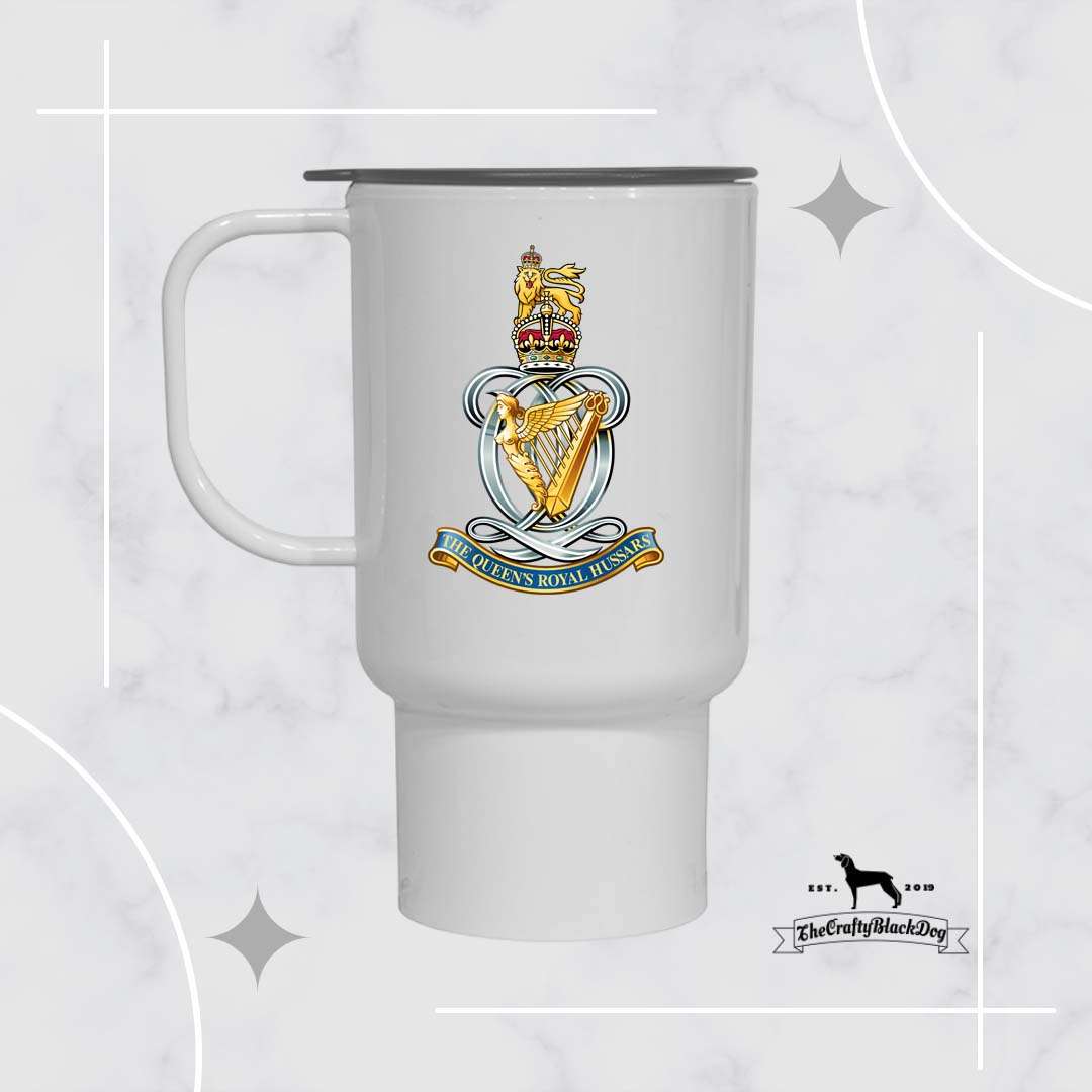 Queen's Royal Hussars - TRAVEL MUG (New King's Crown)