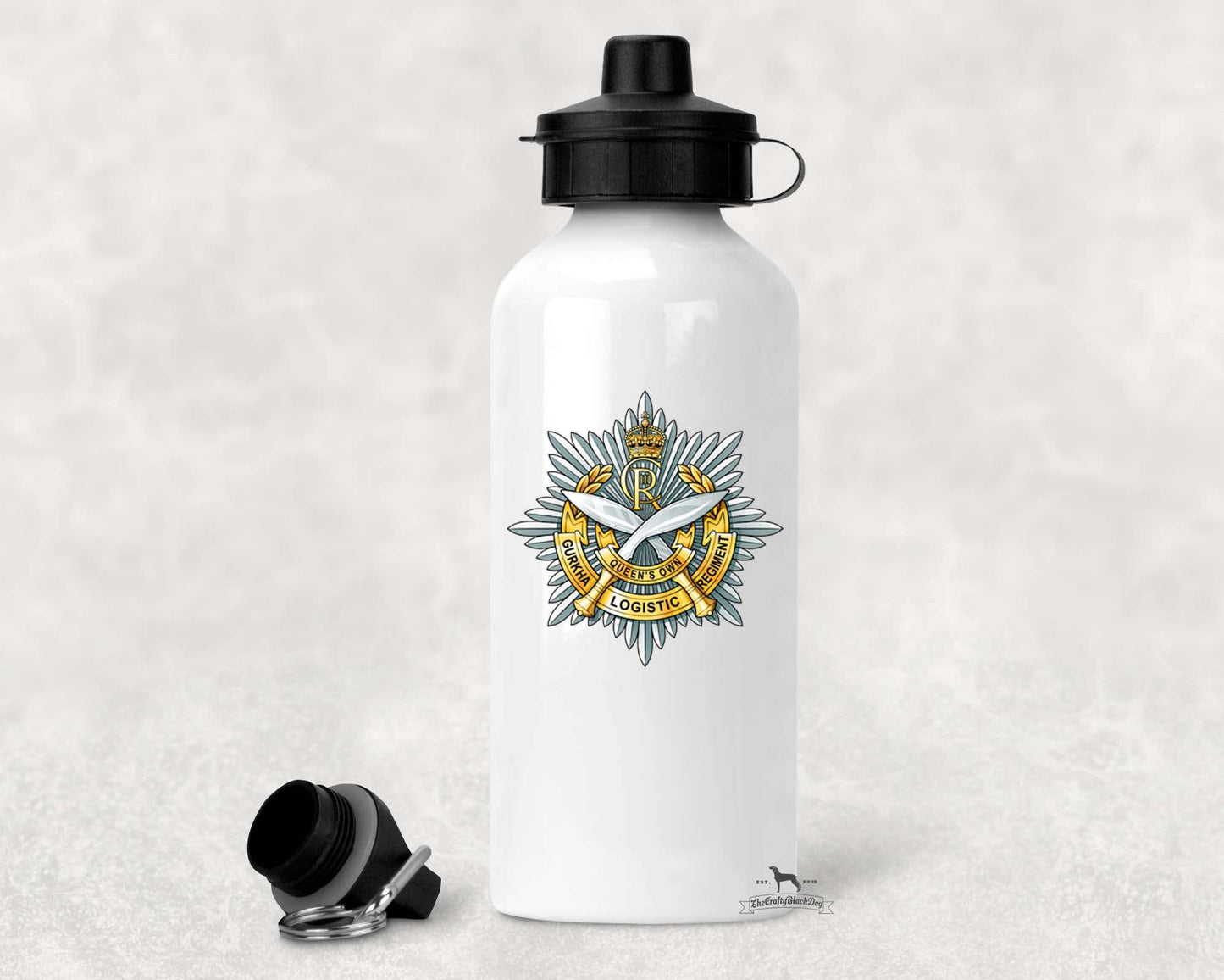 Queen's Own Gurkha Logistic Regiment RLC - ALUMINIUM WATER BOTTLE (New King's Crown)