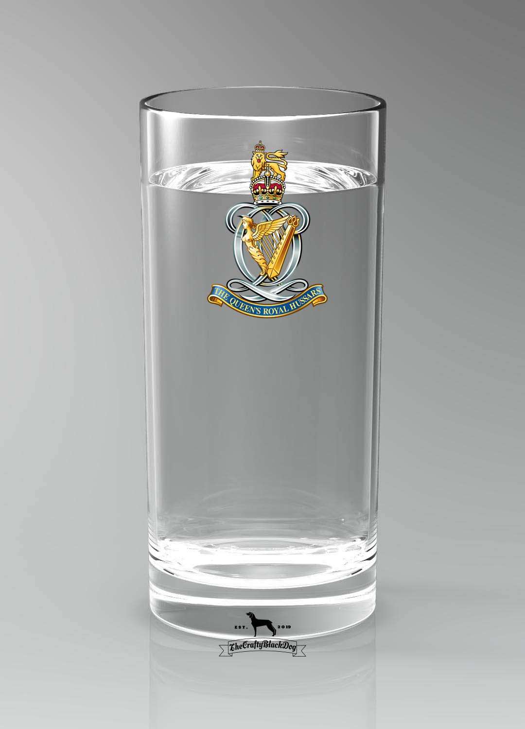Queen's Royal Hussars - Straight Gin/Mixer/Water Glass (New King's Crown)