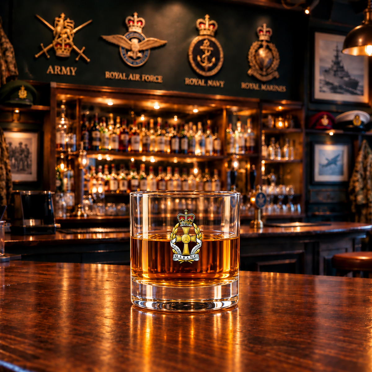Queens Alexandria Royal Army Nursing Corps (QARANC) - Whiskey/Spirit Glass | The Crafty Black Dog