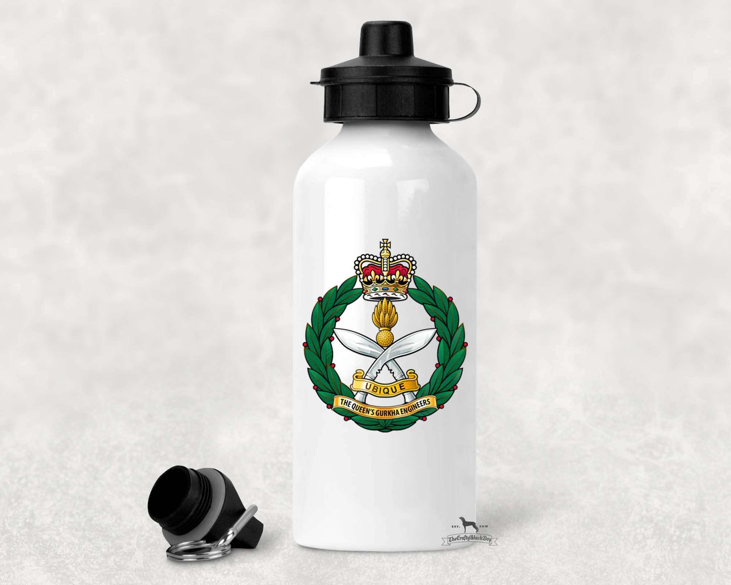 Queen's Gurkha Engineers - ALUMINIUM WATER BOTTLE (New King's Crown)