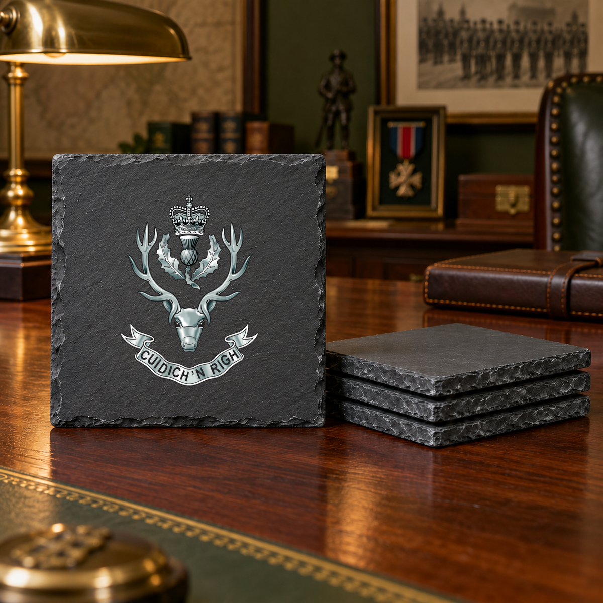 Queens Own Highlanders - Slate Coaster Set | The Crafty Black Dog