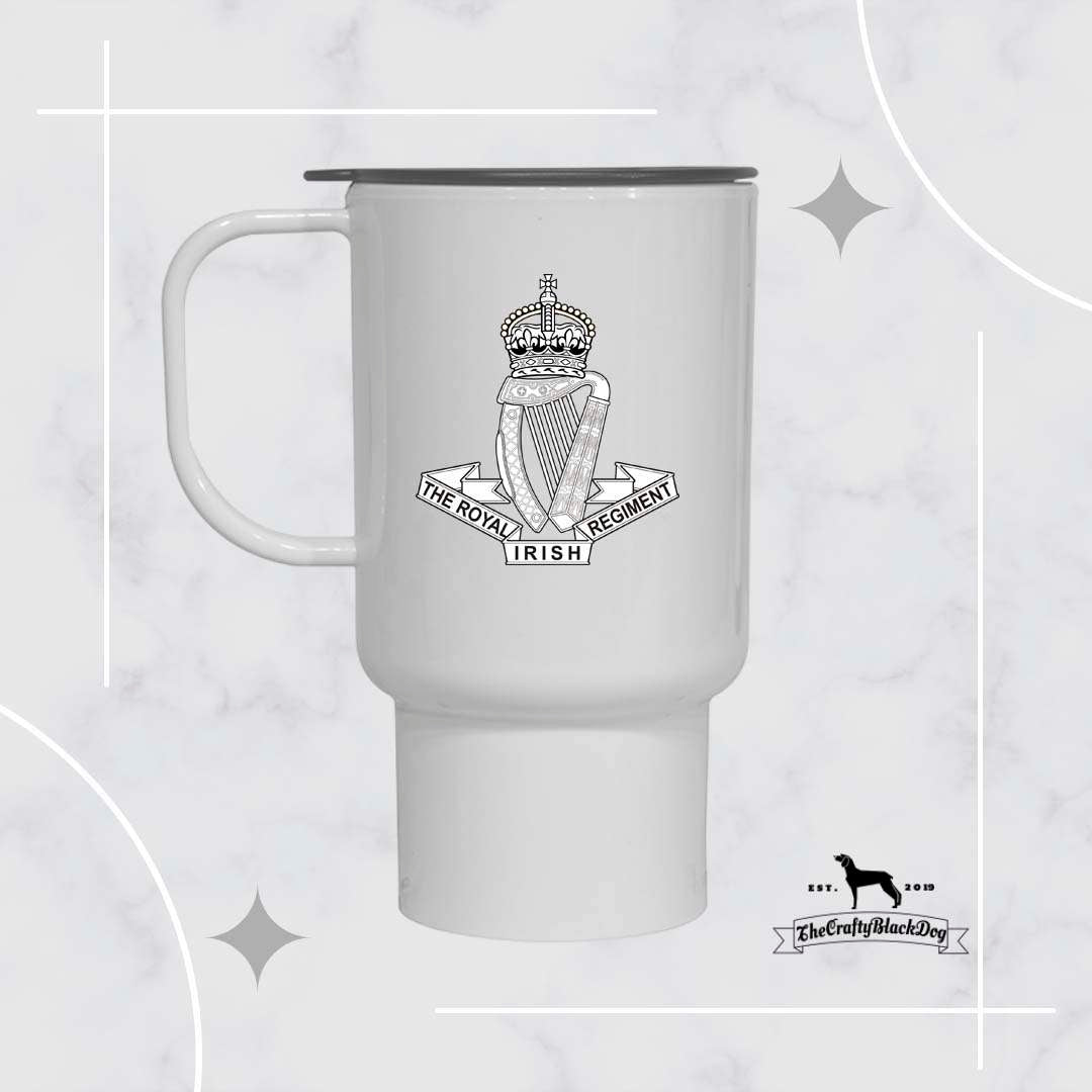 Royal Irish Regiment Crest - TRAVEL MUG (New King's Crown)