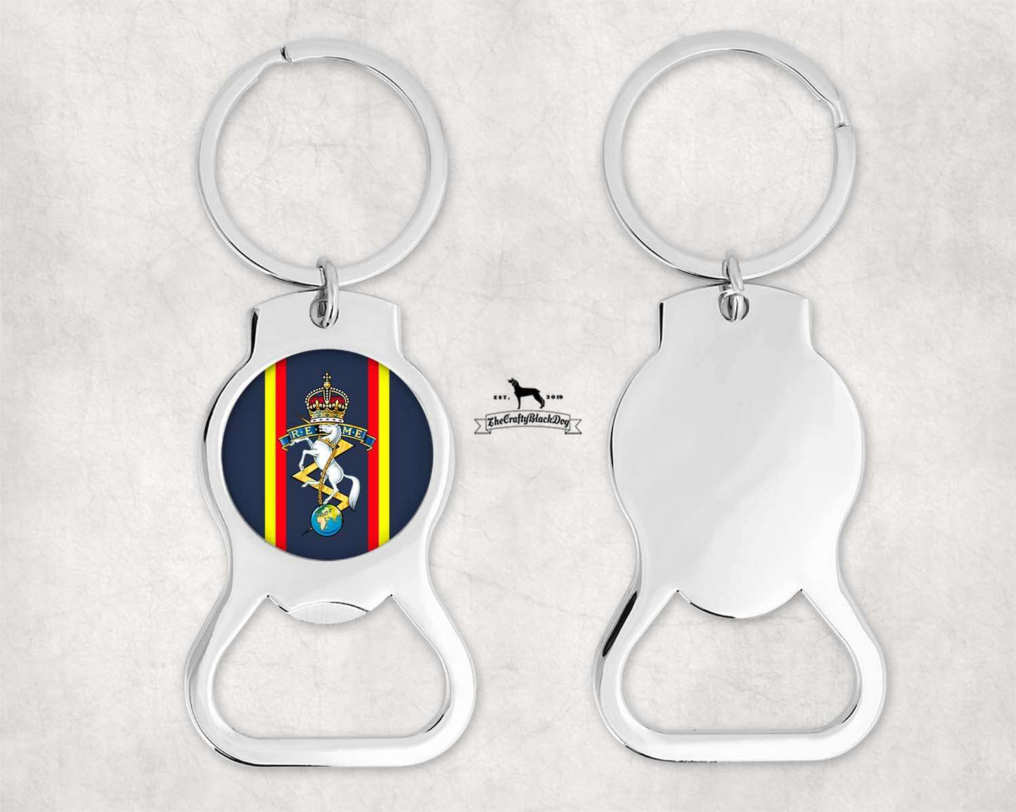 Royal Electrical and Mechanical Engineers - Bottle Opener Keyring (New King's Crown)