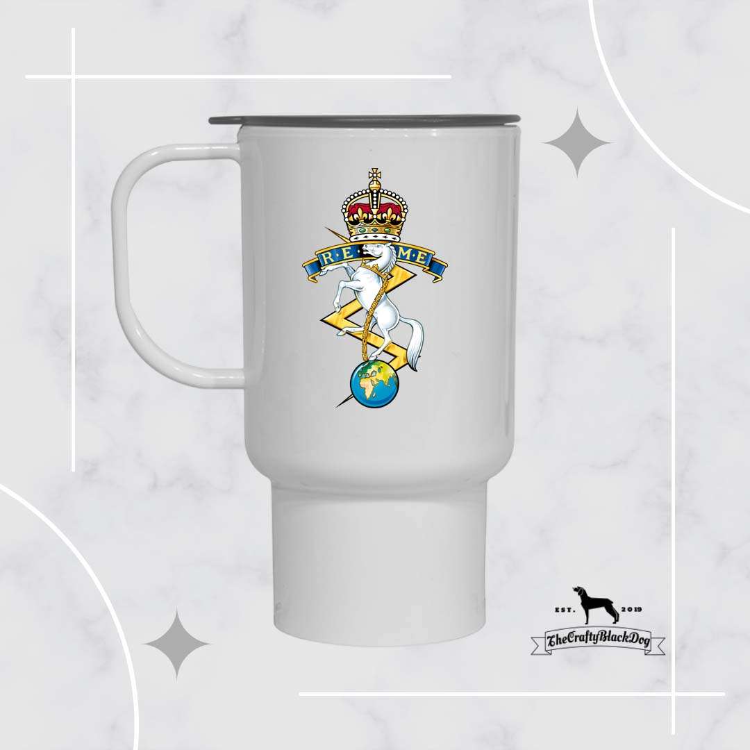 Royal Electrical and Mechanical Engineers - TRAVEL MUG (New King's Crown)