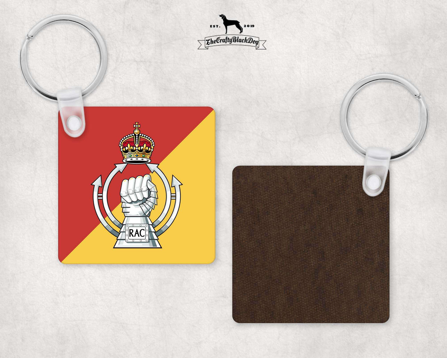 Royal Armoured Corps - Square Key Ring (King's New Crown)