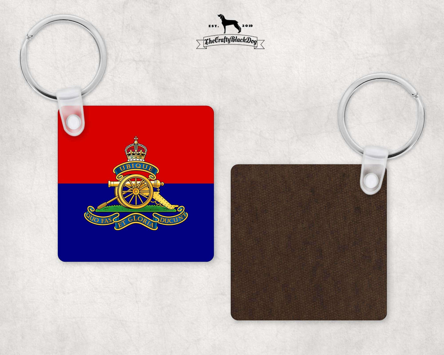 Royal Artillery - Square Key Ring (King's New Crown)
