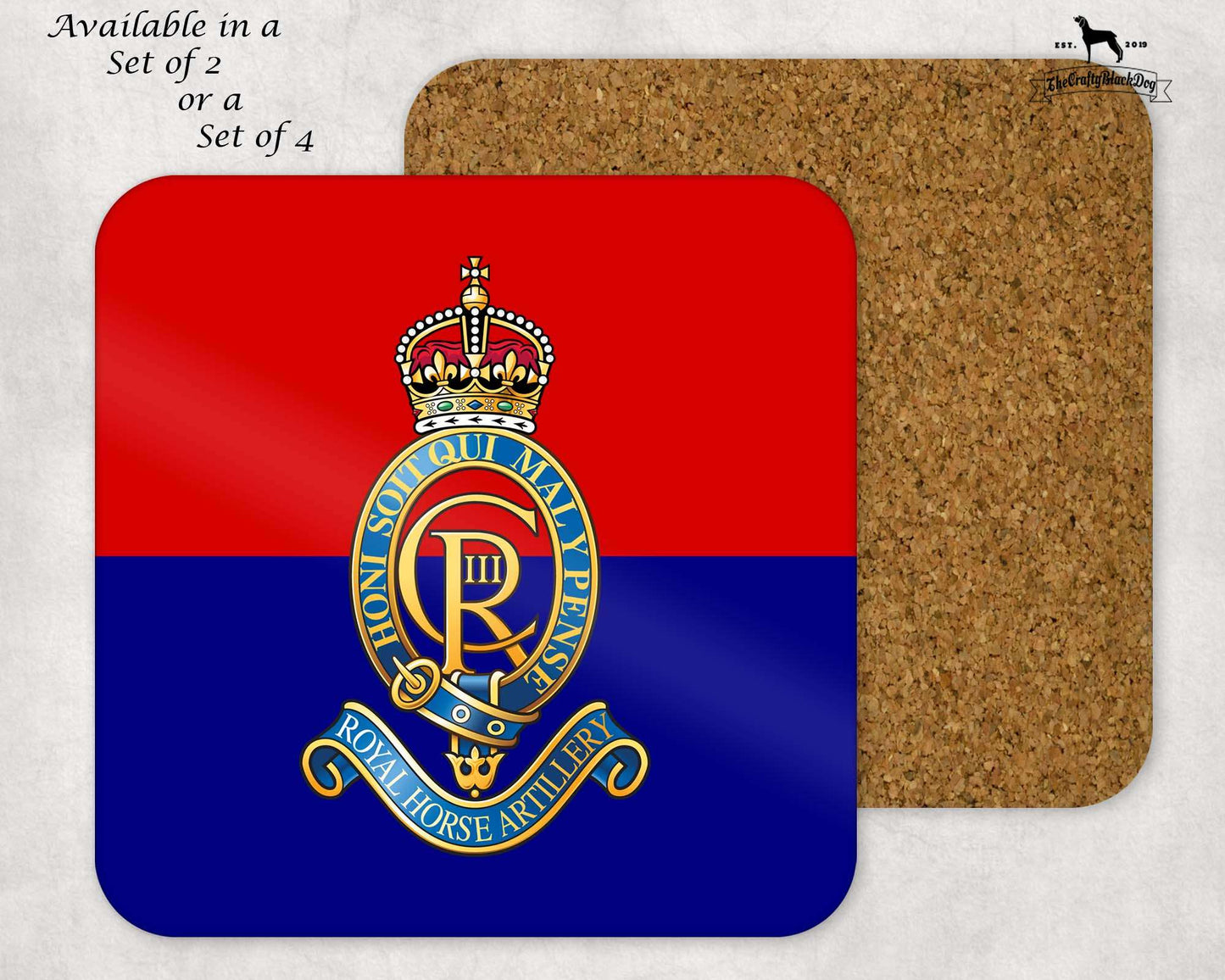 Royal Horse Artillery - COASTER SET (New King's Crown)