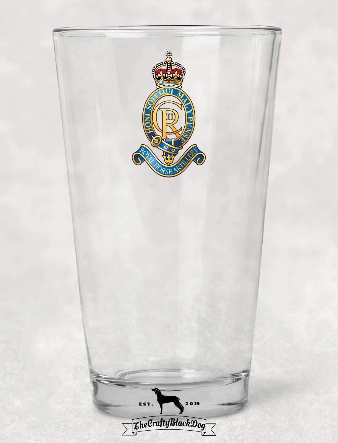 Royal Horse Artillery - Pint Glass (New King's Crown)