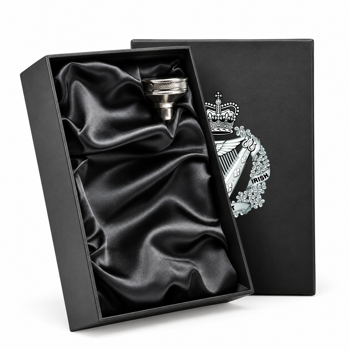 Royal Irish Regiment - Hip Flask | The Crafty Black Dog — Hip_Flask_Rear_Lid_SHOPIFY_Smart_Object